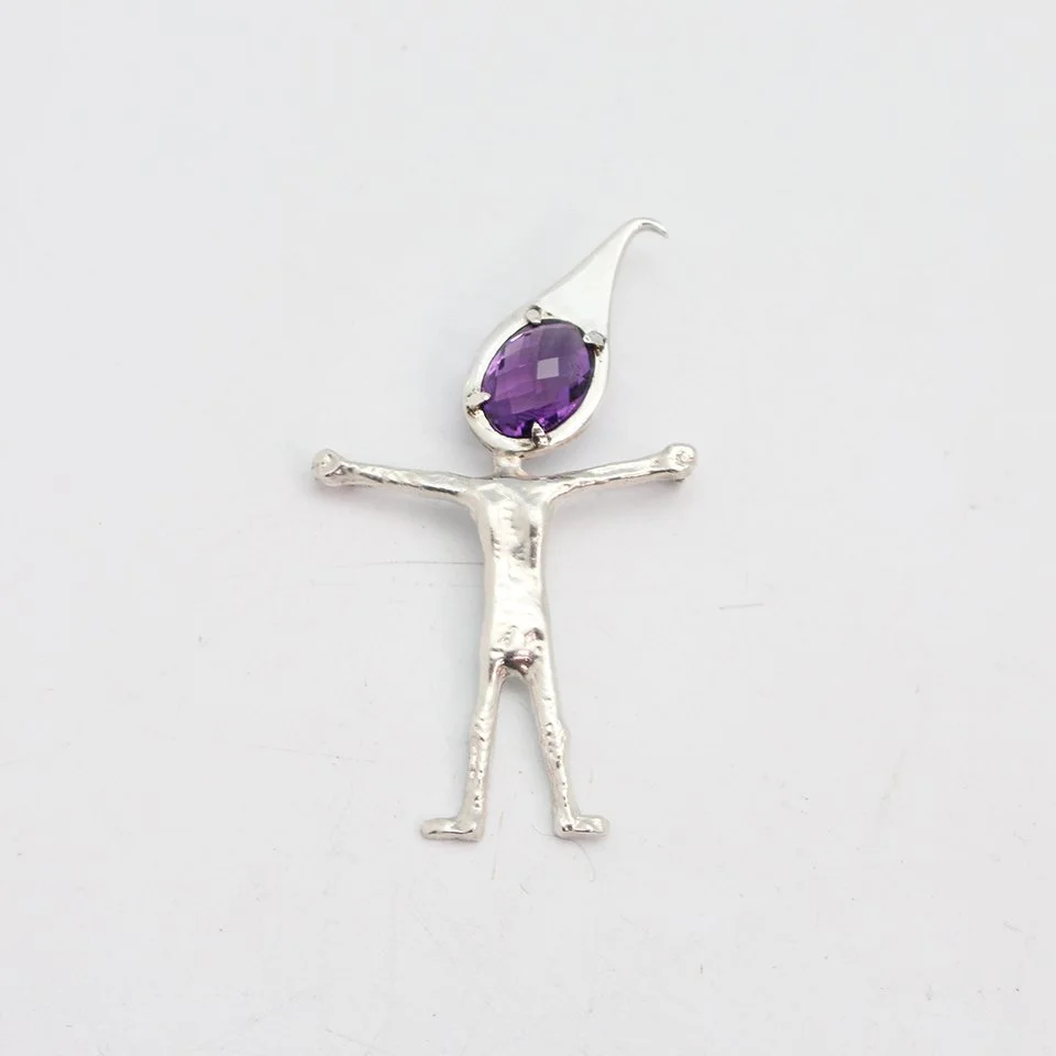 Amethyst Man Brooch