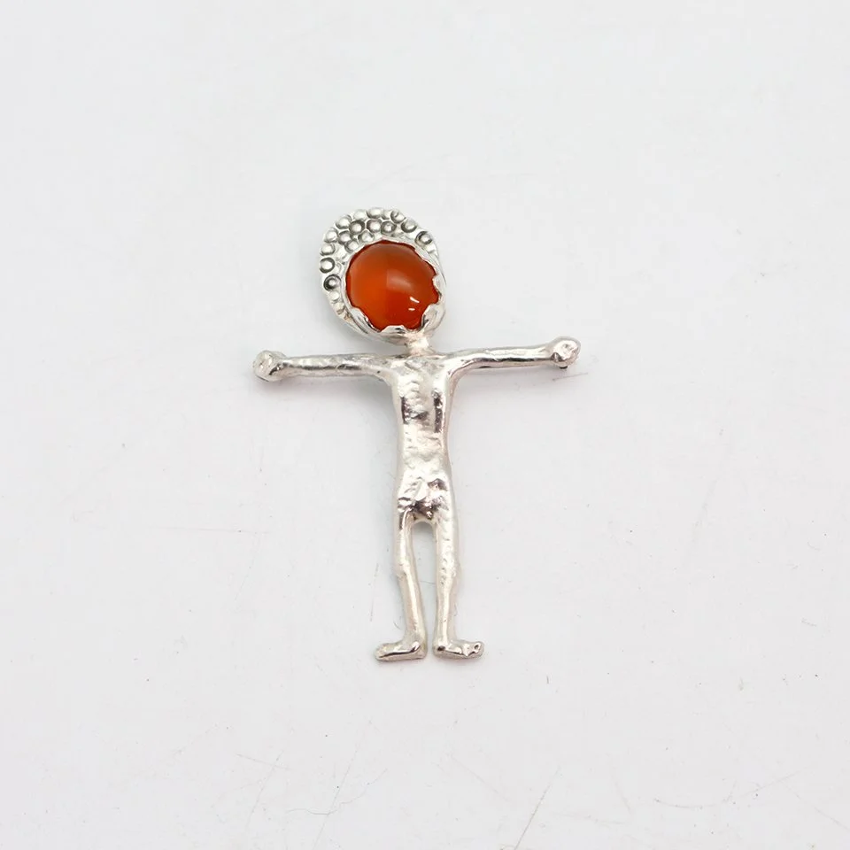 Carnelian Man Brooch