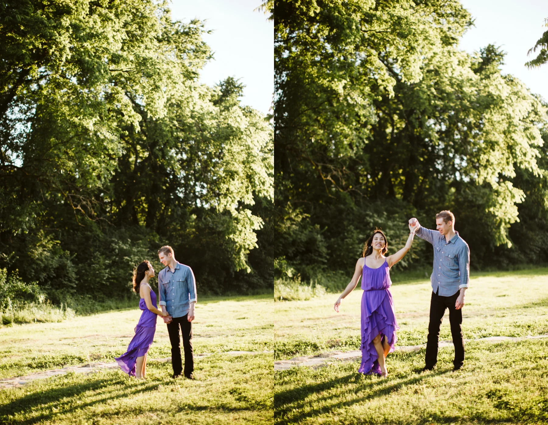 A sunny evening engagement session at green door gourmet in Nashville, Tennessee