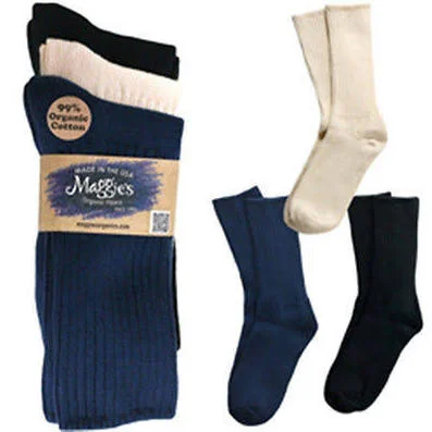 3 Pair Maggie's Organic Cotton Classic Crew Socks