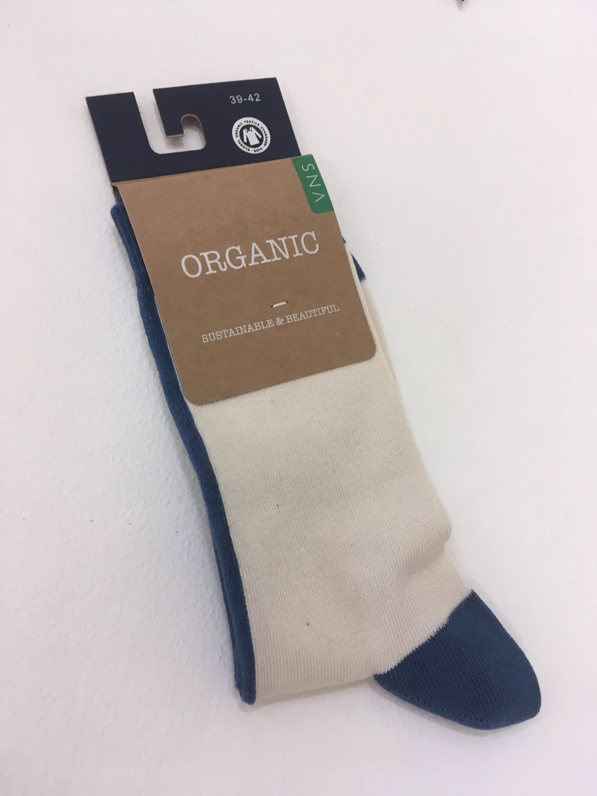 White and Blue Organic Cotton Socks