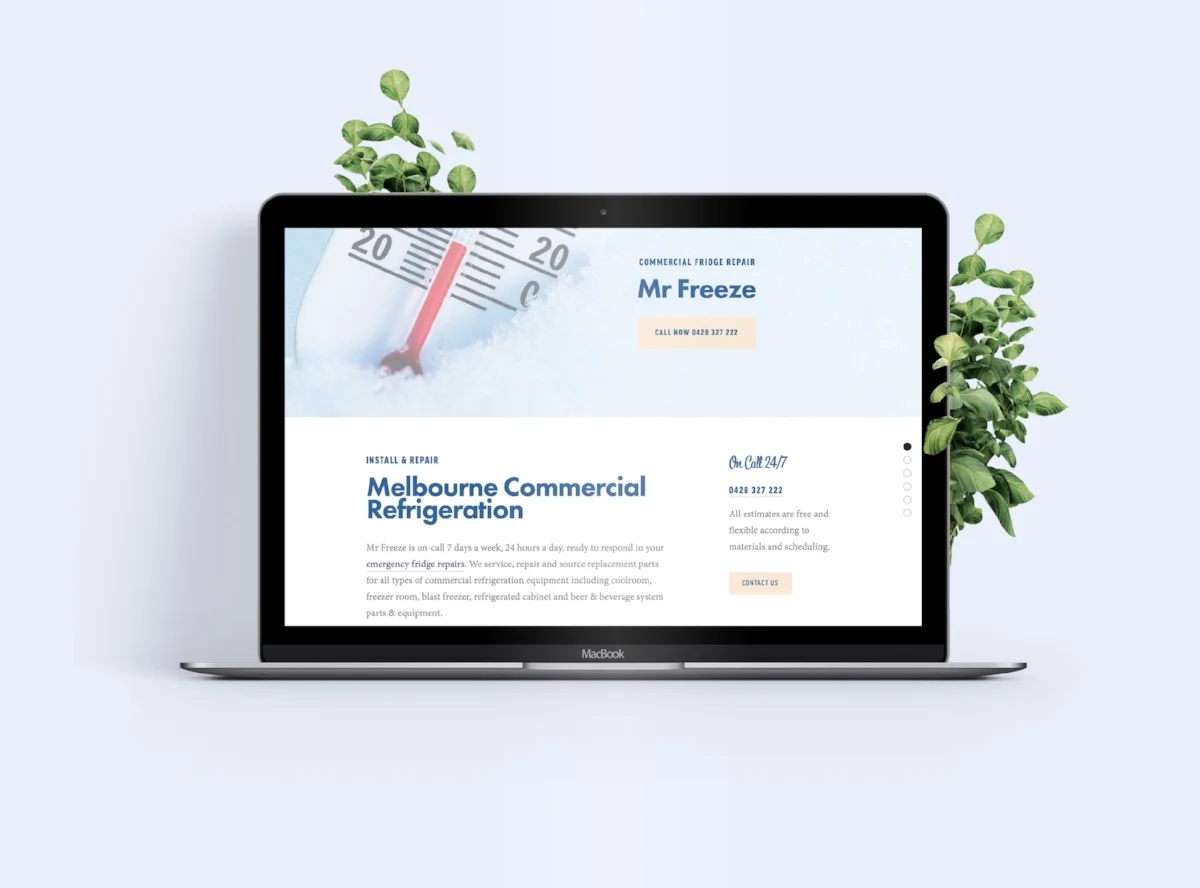 Tradesman Website Design Commercial Refrigeration Melbourne Cafe