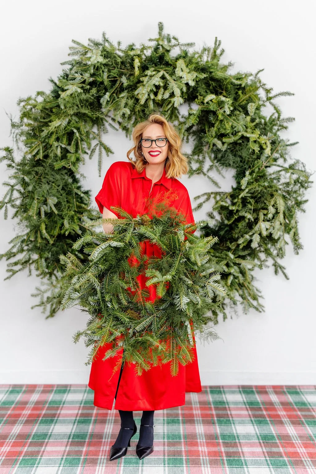 Medium Winter Greens Wreath with Ribbon — Delivery Included