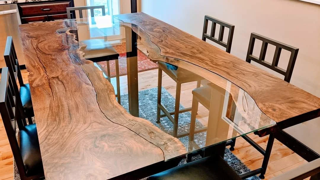 A river table for a photographer who loved reflective surfaces