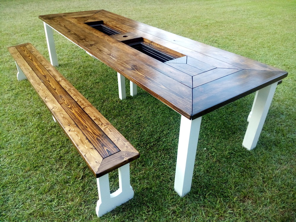 12 Picnic Table With Cooler Box And, Outdoor Table Built In Cooler