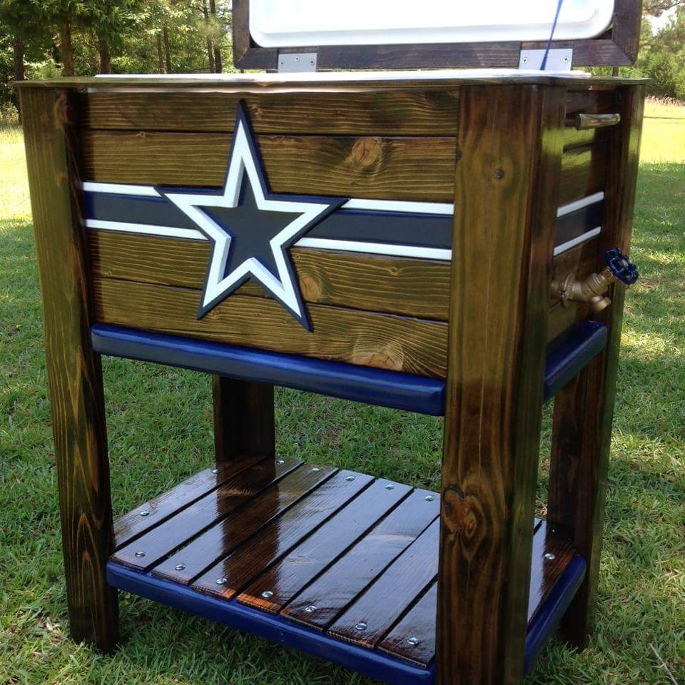 dallas cowboys wooden cooler