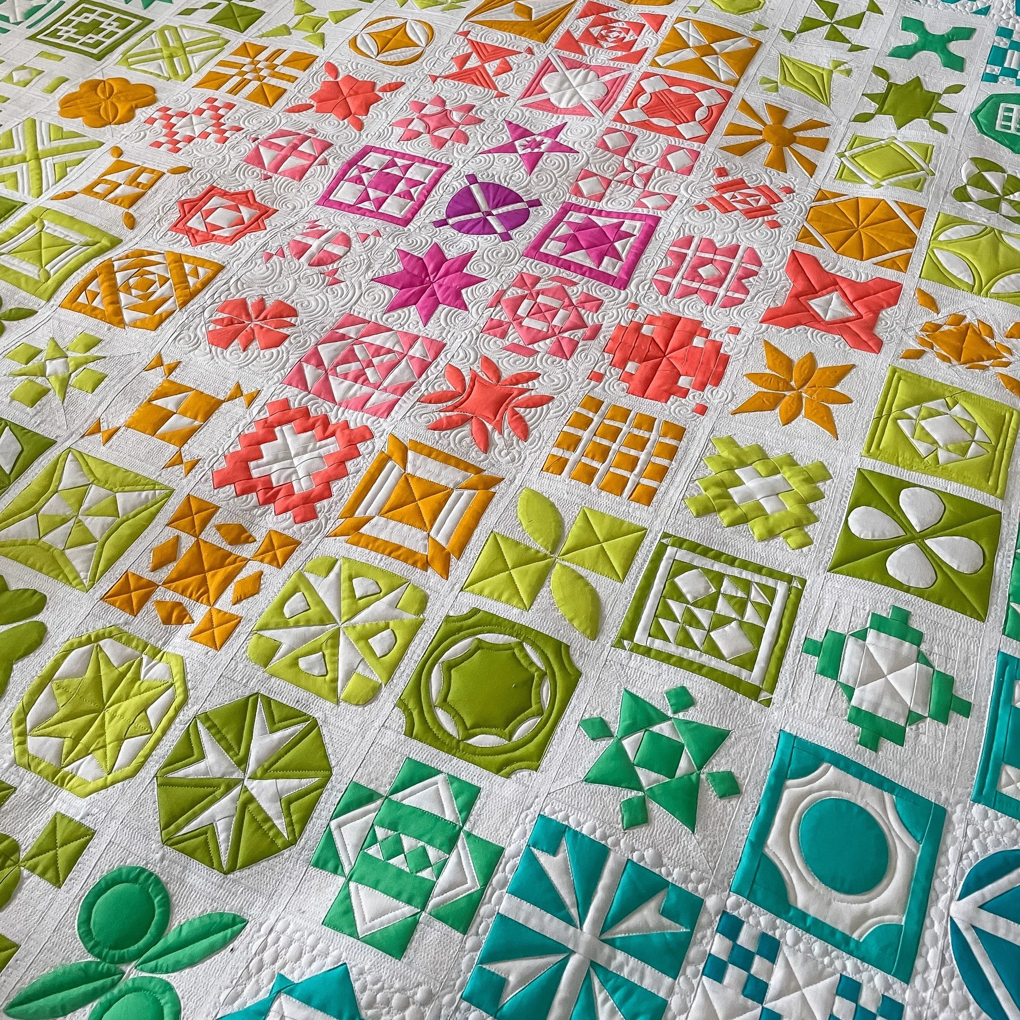 I finished up the quilting on my Dear Jane last weekend. 

Yup. That's right. 

I'm in shock. I still have binding to do, but I don't even know what I'm going to do with my life when this is done. 

#dearjane #jandkdearjane #fmq #longarmquilting