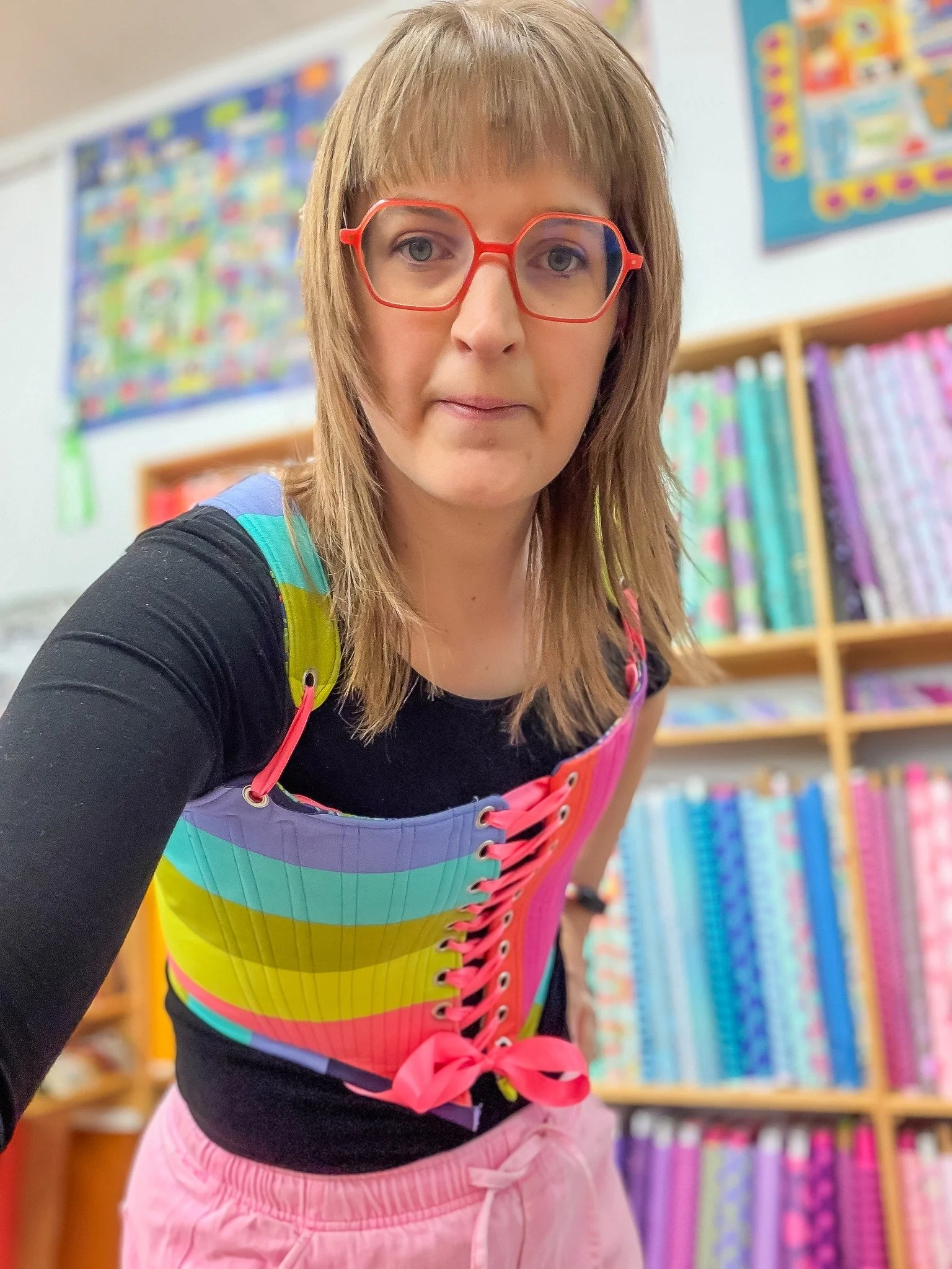 Made these stays with @tulapink fabric and a pattern from @hagandcompany and I'm kinda in love. I mean, the colours for one. Reversible for two. And just fun for three. 

I've been sewing a lot lately, but mostly Quilt Canada samples for @quiltingfro