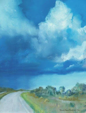 Distant Showers - framed soft pastel featured in JOURNEY exhibition 