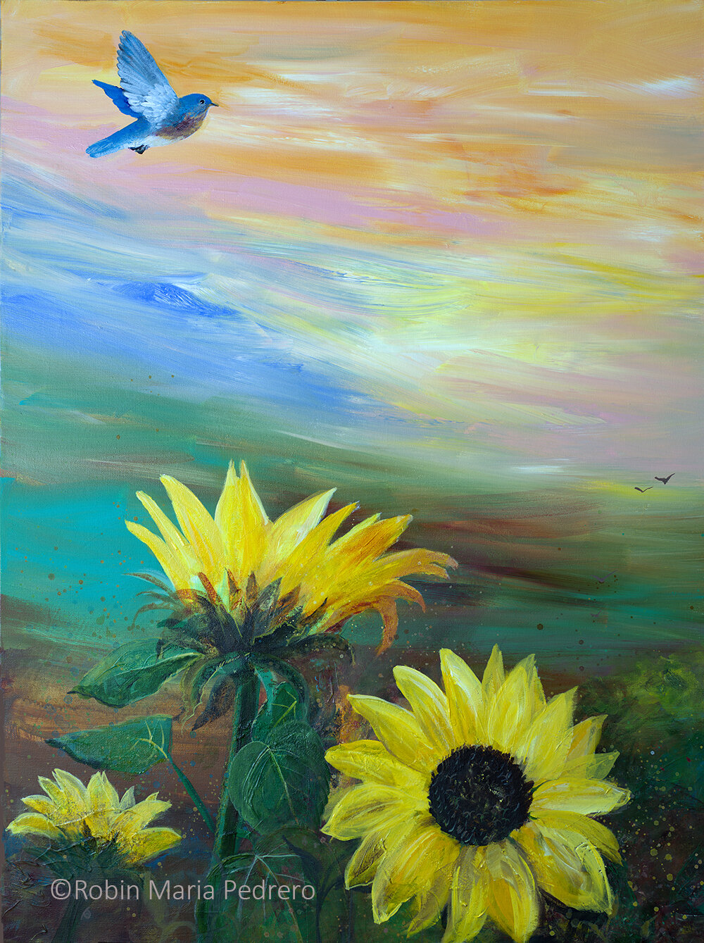 Bluebird flying over Sunflowers rmp.jpg