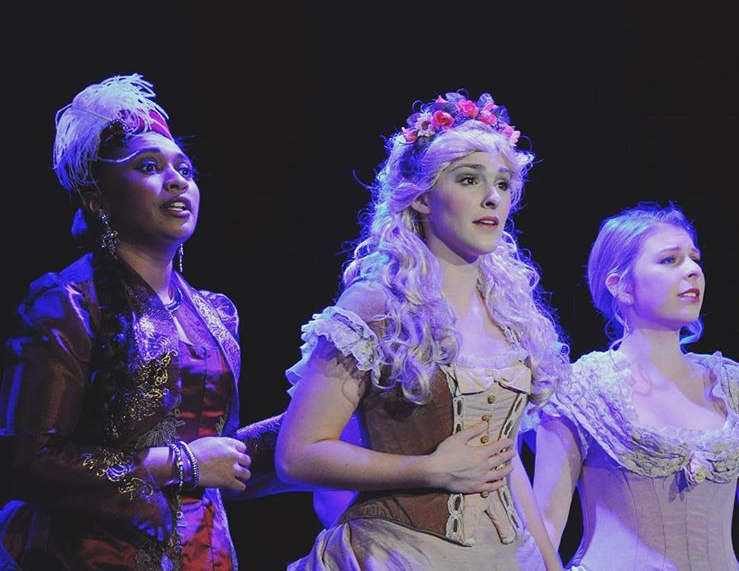 Stephanie Bacastow (middle), Chelsea M. Smith (left), and Naree Ketudat (right) in THE MYSTERY OF EDWIN DROOD.