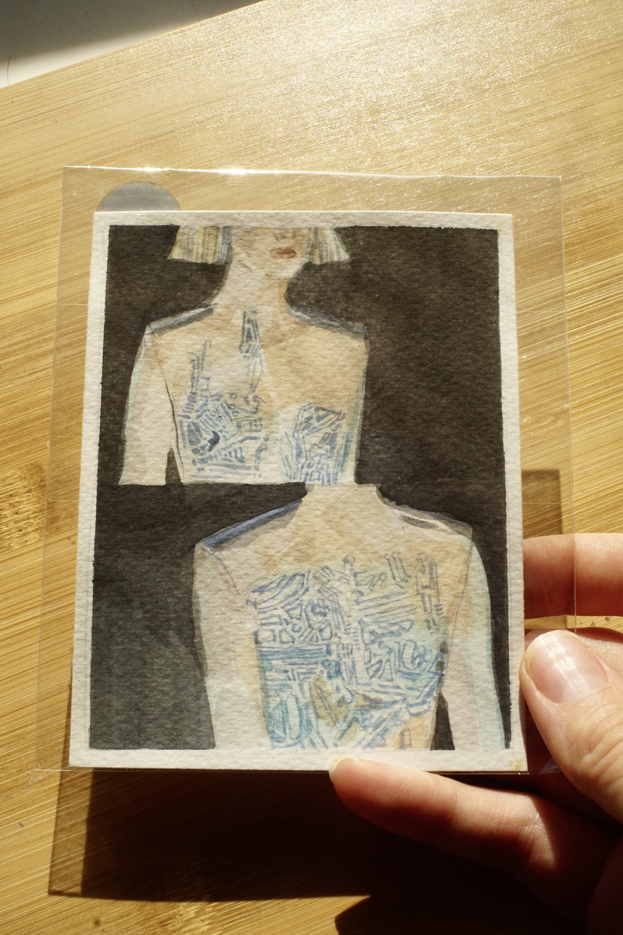 Tumblr Cyborg 3.5" x 4.5" original watercolor