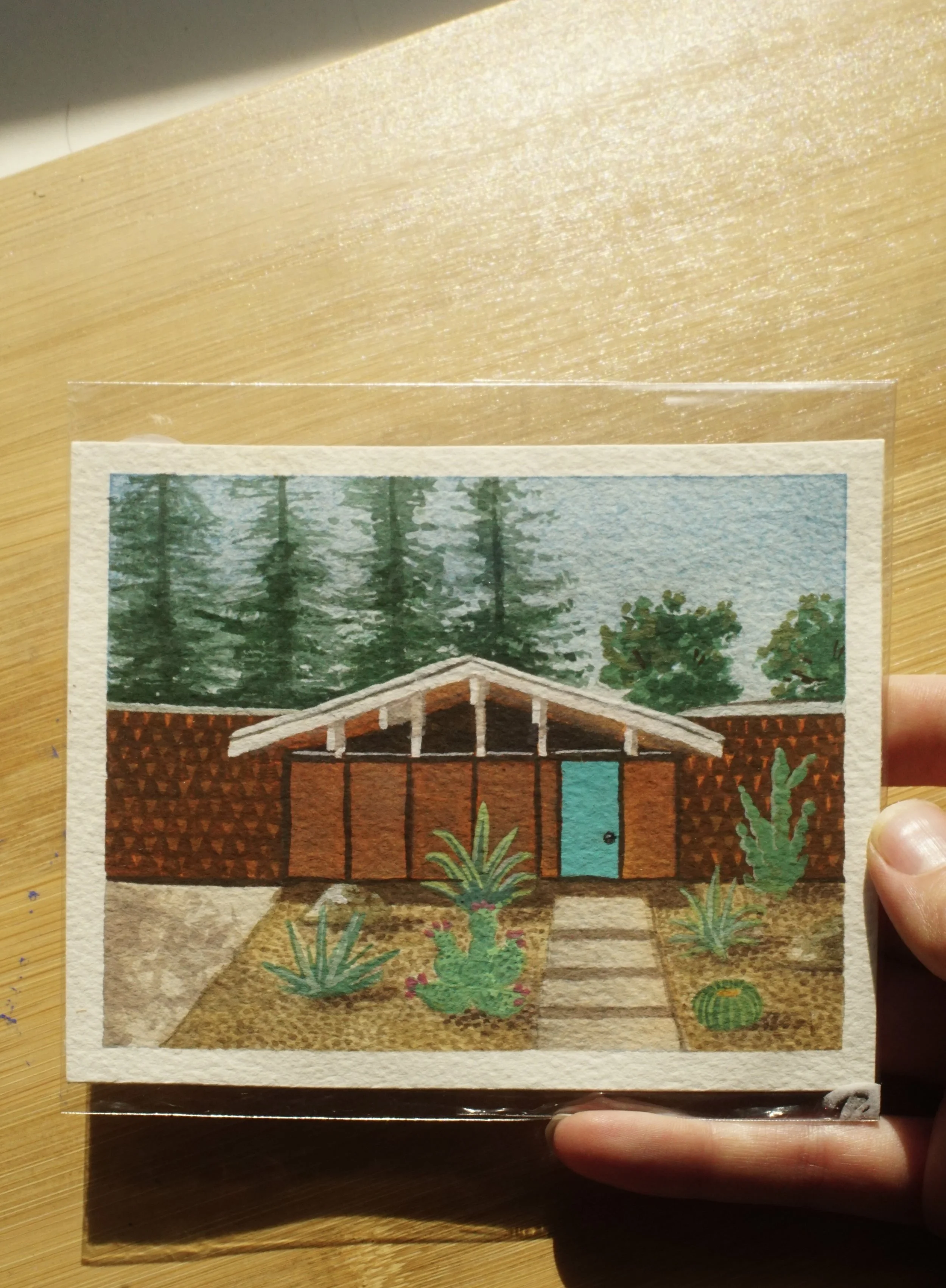 Imagined Eichler 5"x 4.25" Original Painting