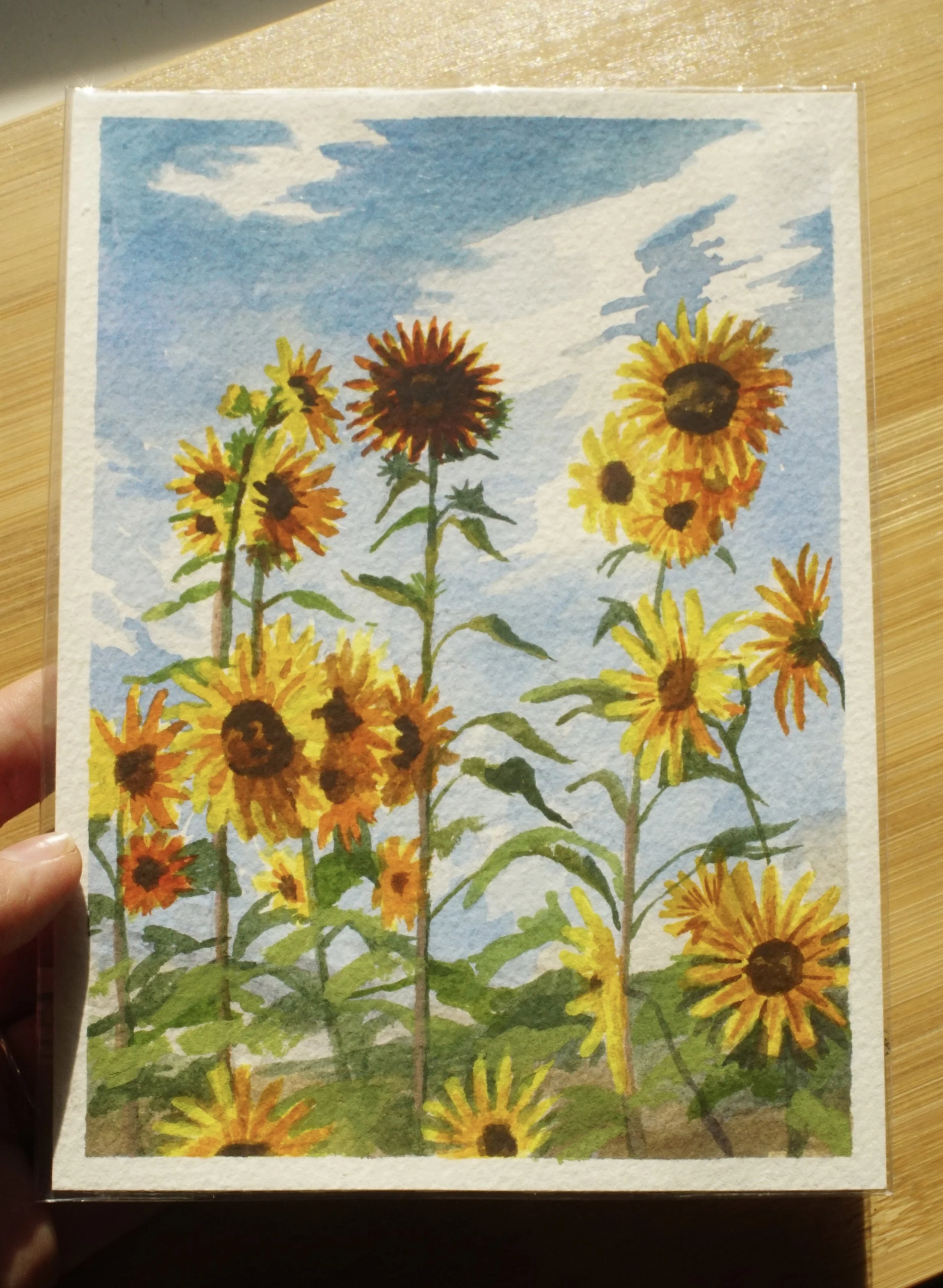 Sunflowers 1 - 5" x 7" original painting
