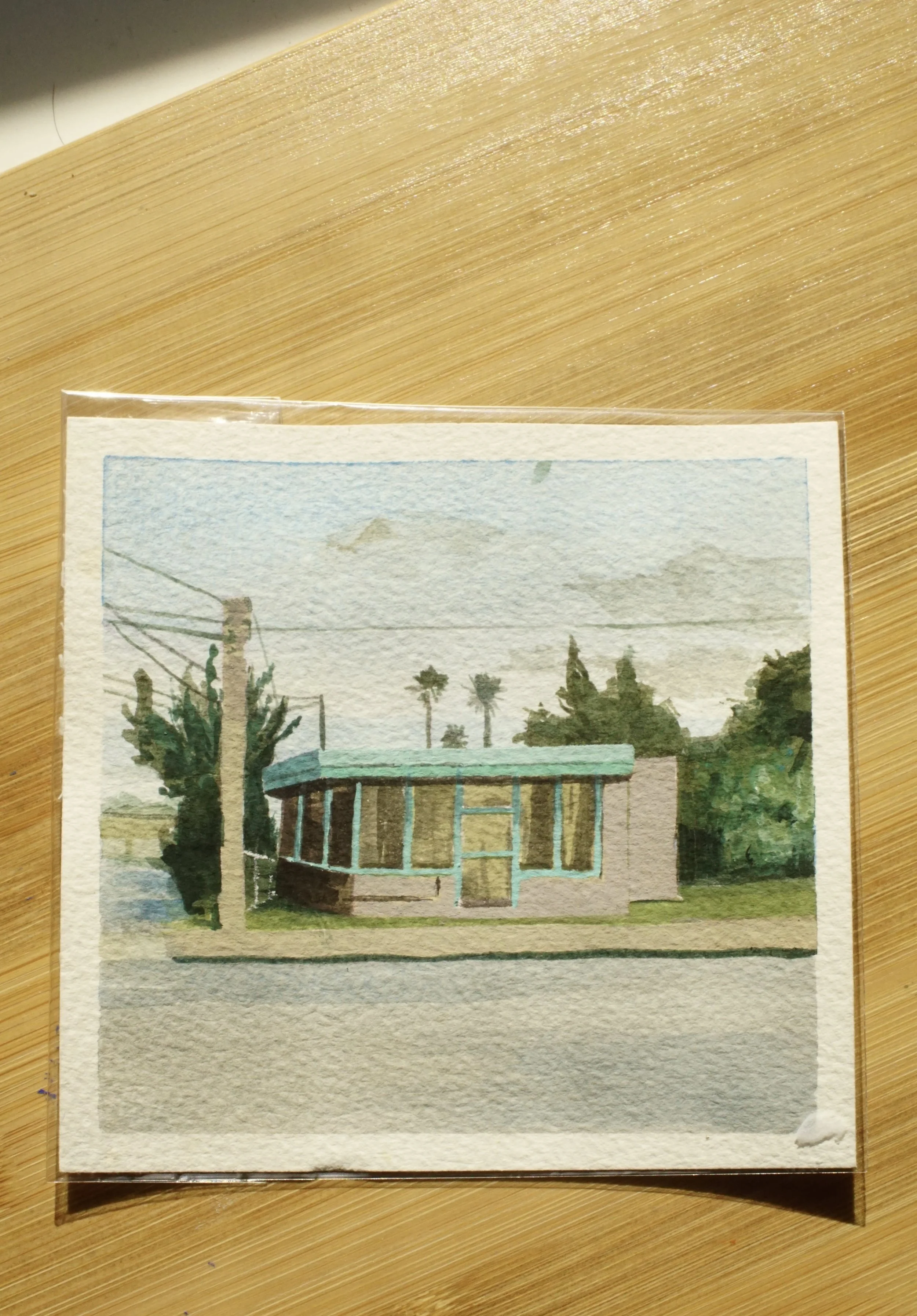 Pacifica Outpost 5" x 5" original watercolor