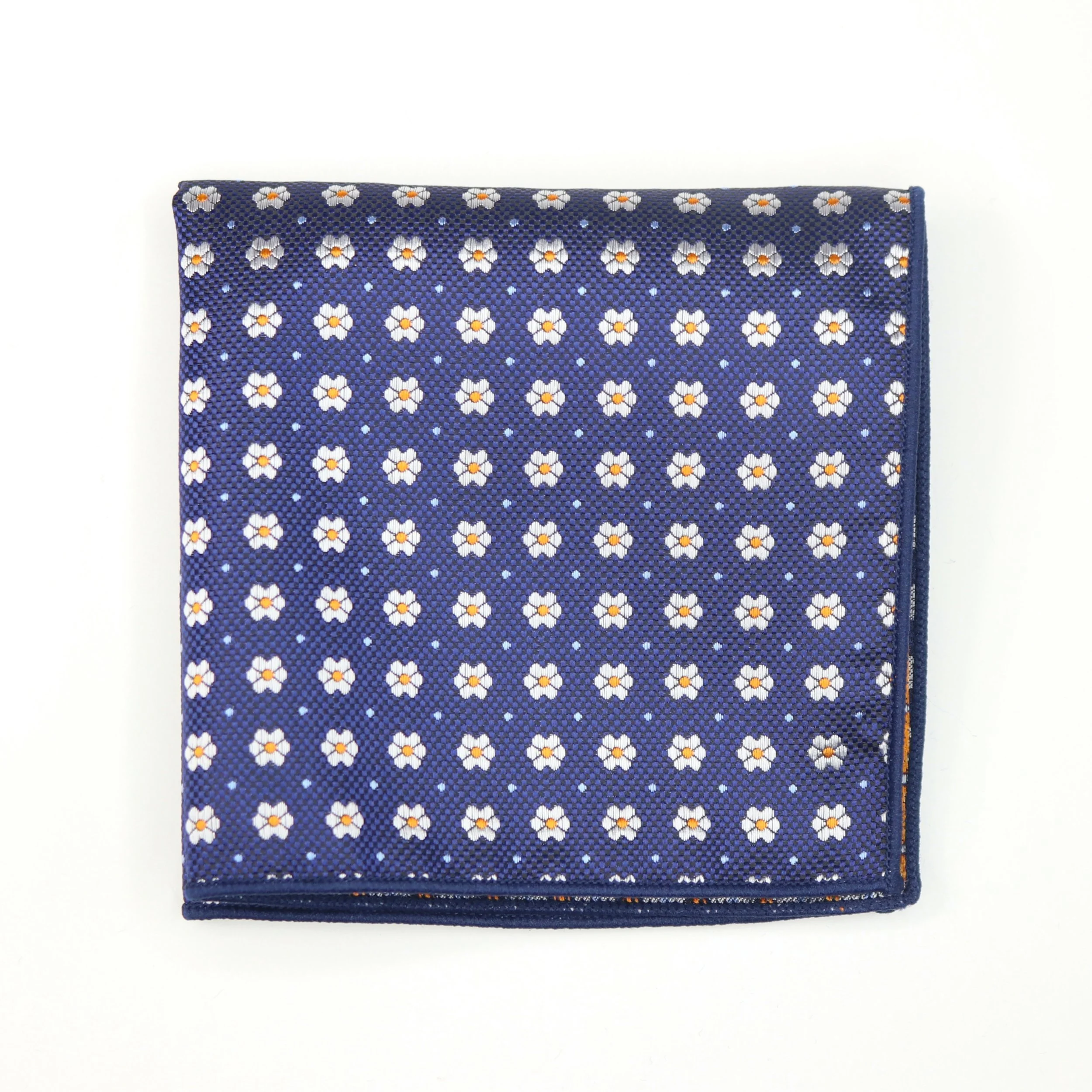 Blue w/ Tight Floral Design Pocket Square