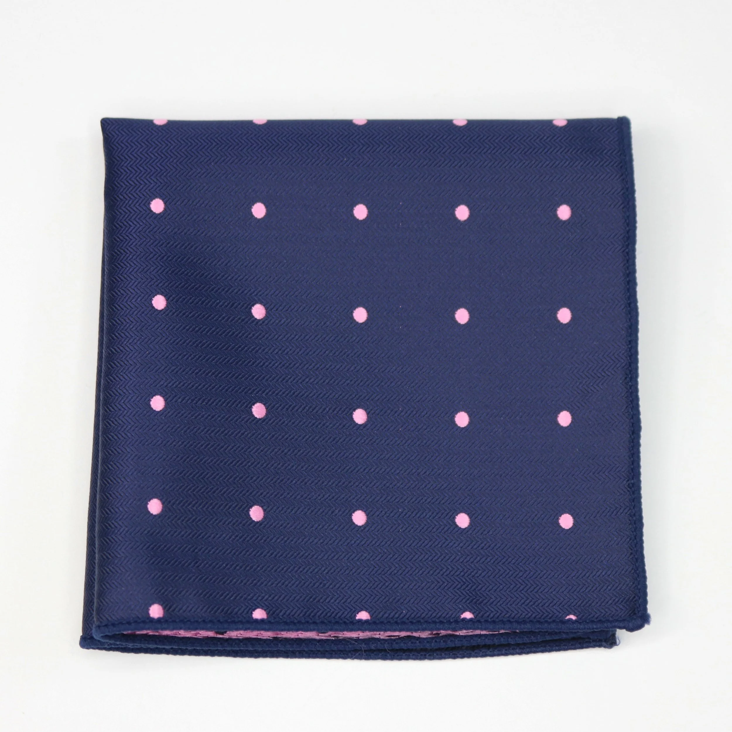 Blue w/ Pink Dots Pocket Square 