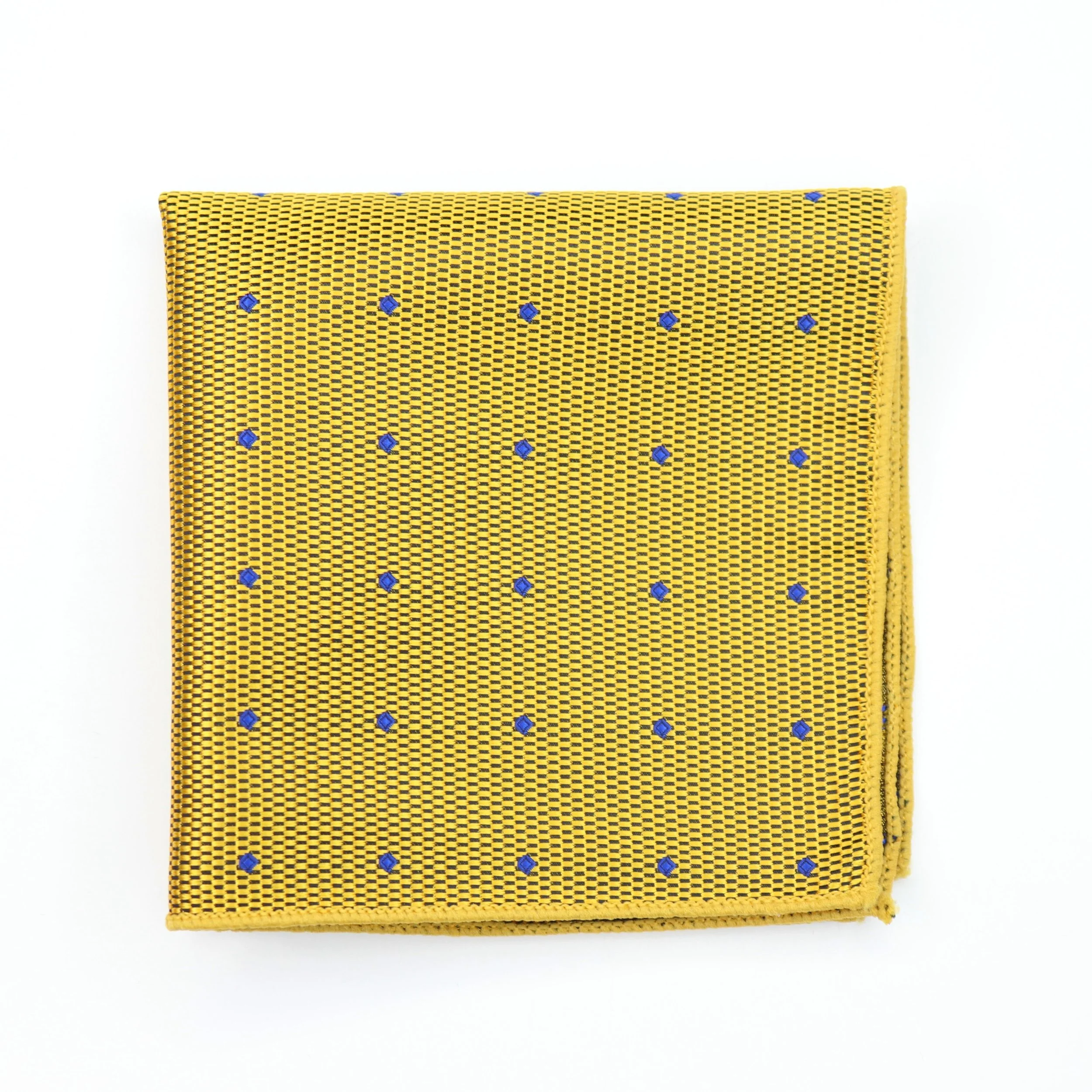 Yellow w/ Blue Dots Pocket Square