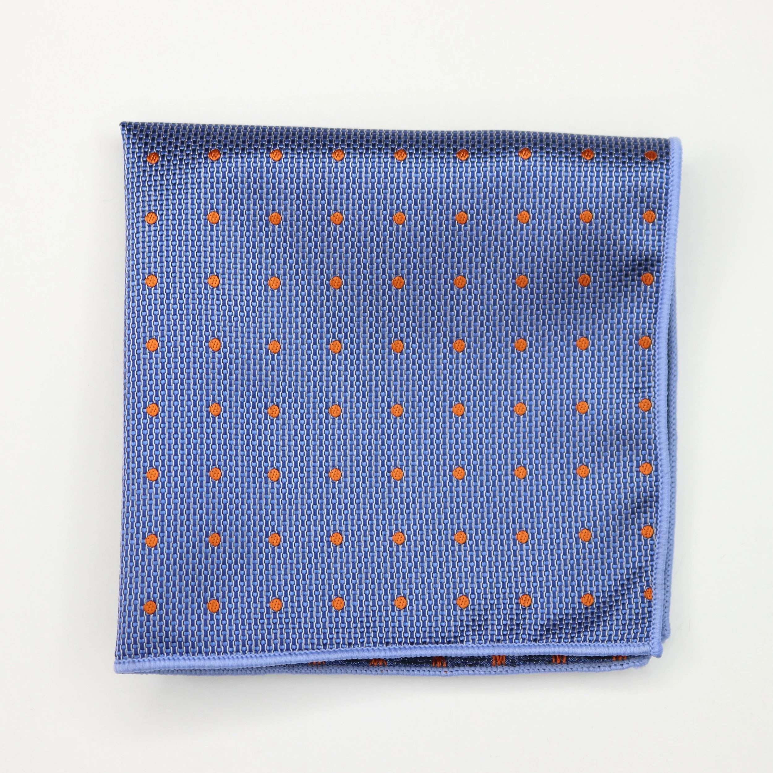 Blue w/ Orange Dots Pocket Square