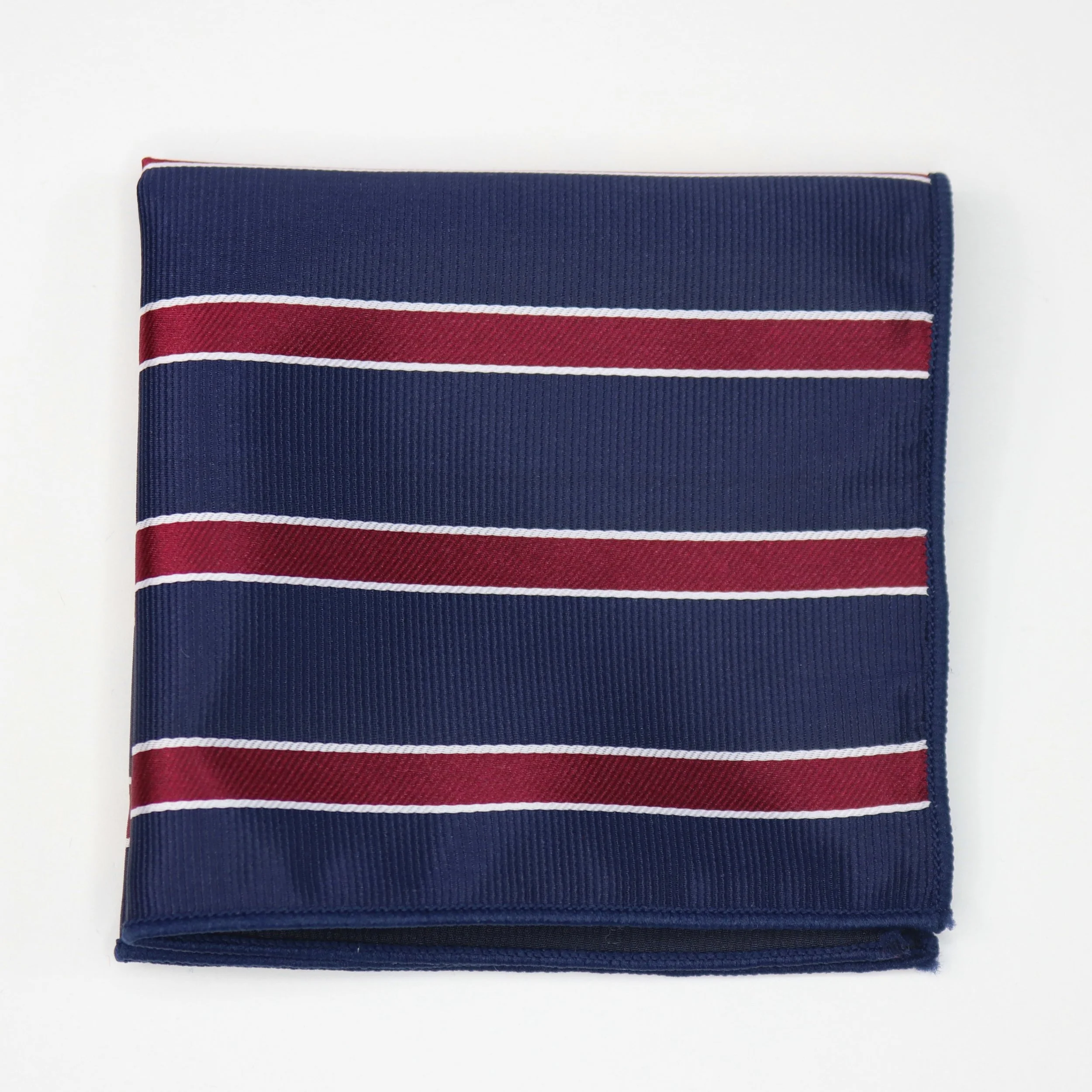 Blue &amp; Red Striped Pocket Square
