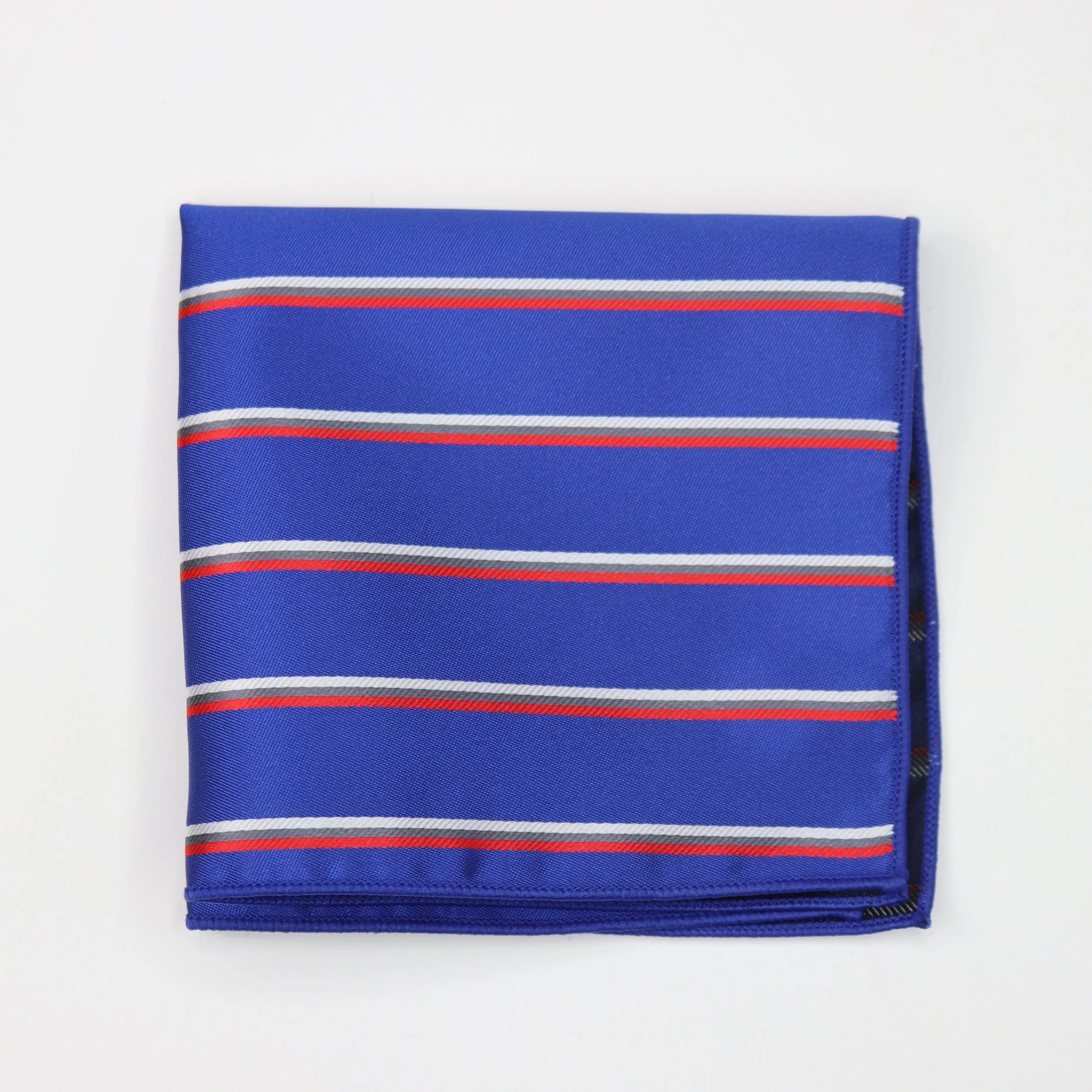 Light Blue w/ White &amp; Red Pocket Square