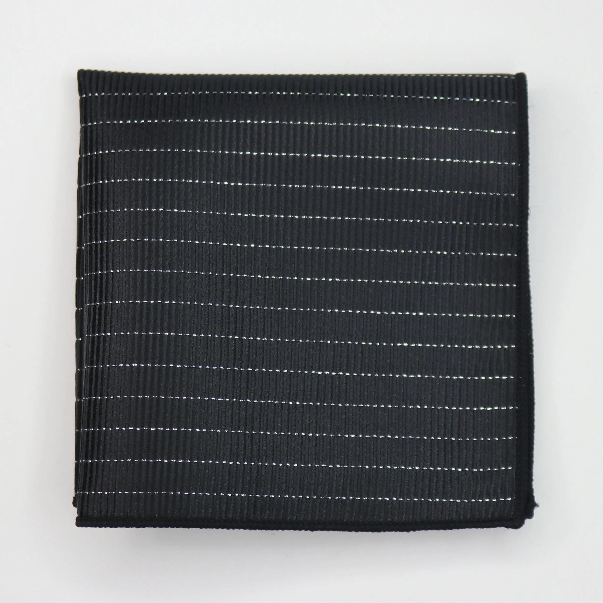 Black Pocket Square w/ White Line