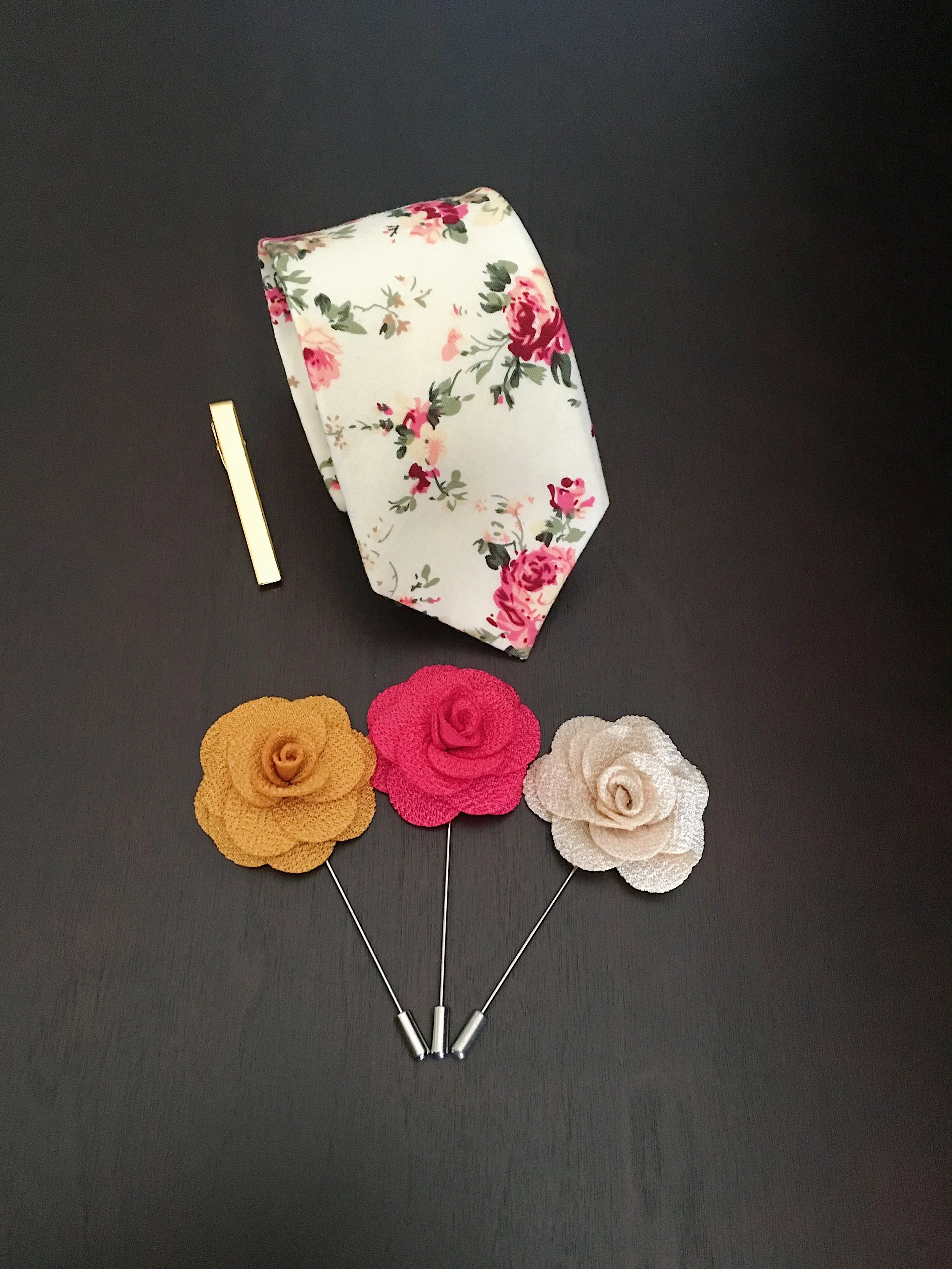 Light Beige Flower Tie Combo 