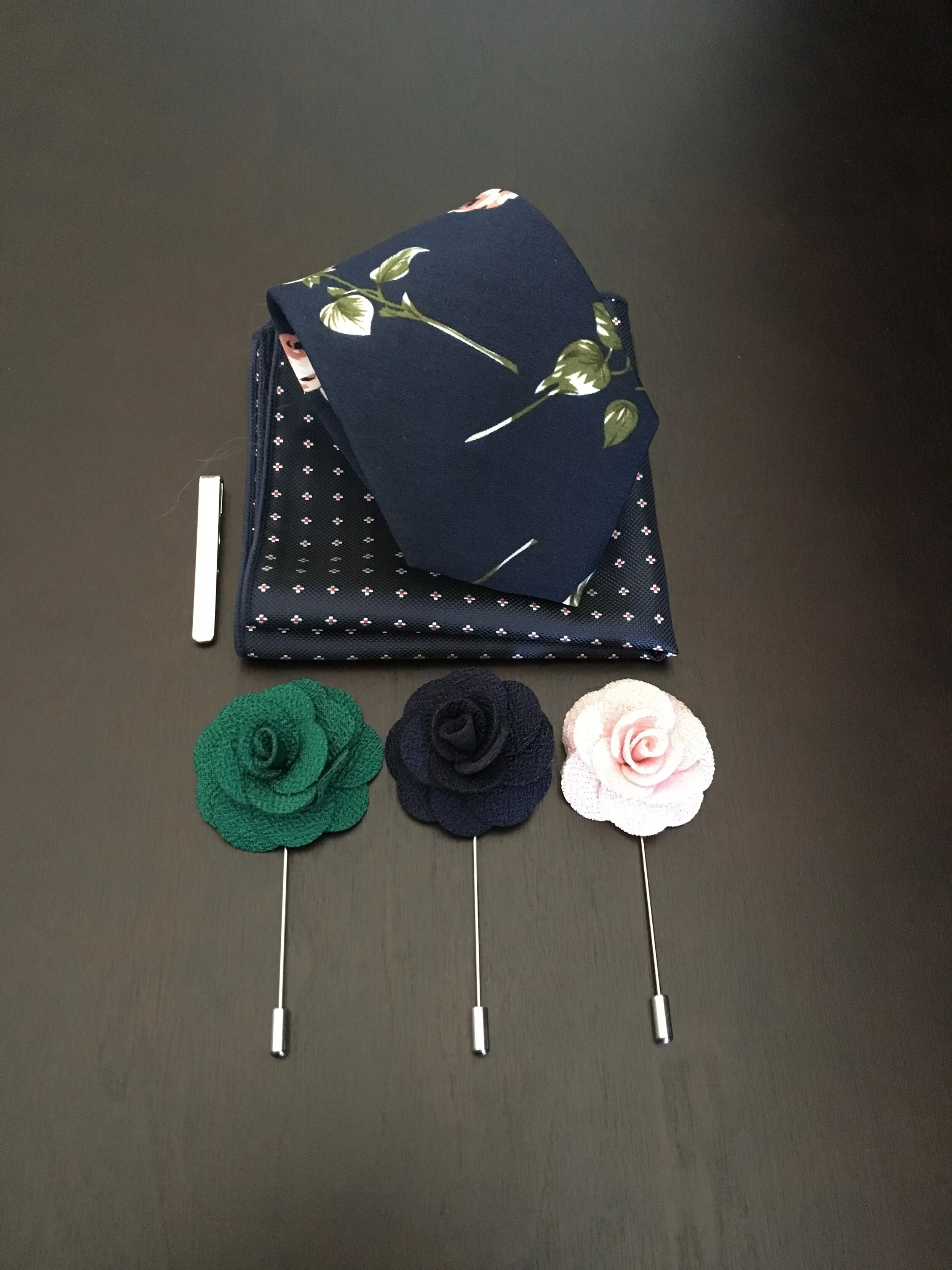 Dark Blue Flower Tie Combo