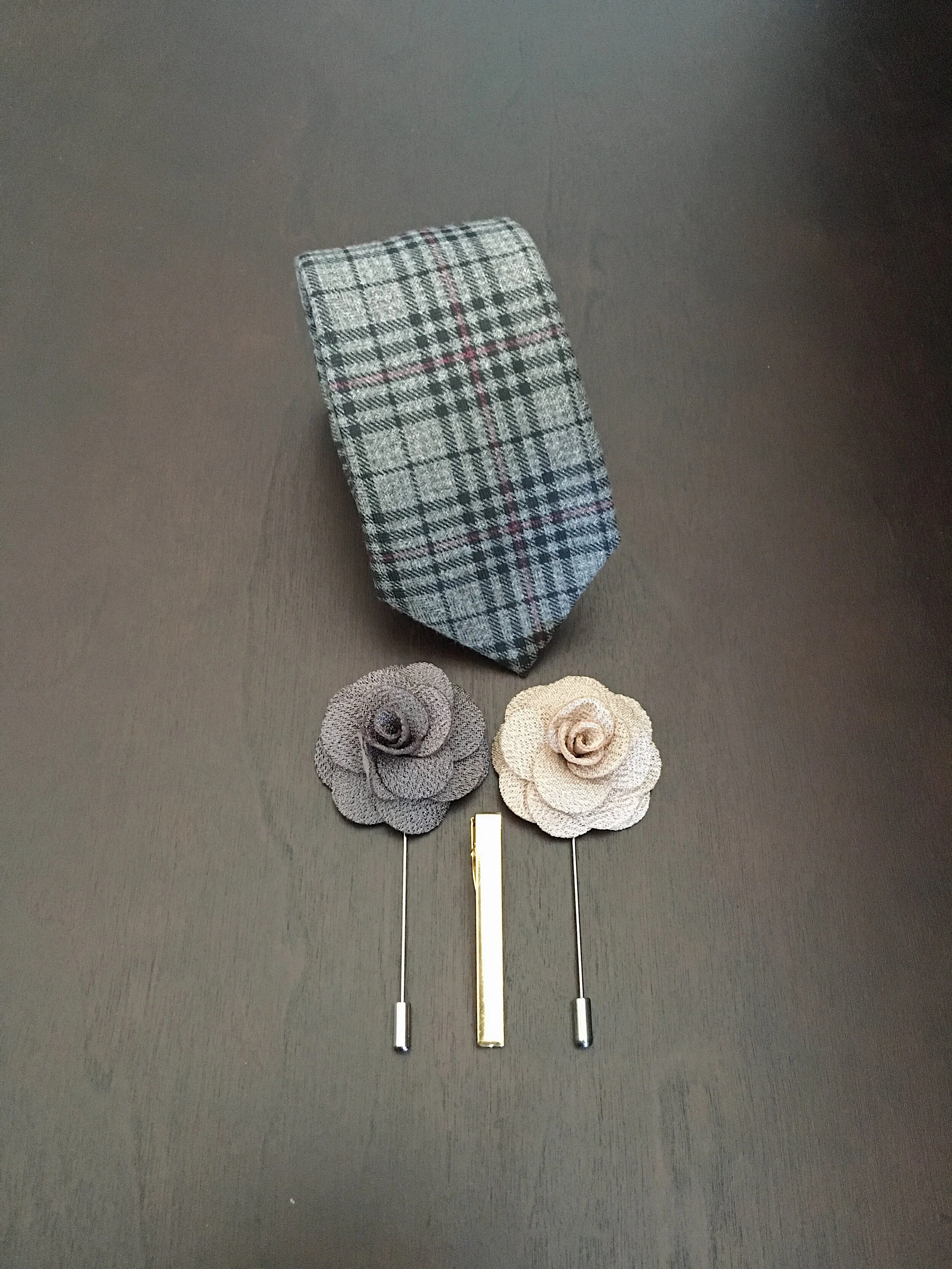 Light Gray Striped Tie Combo 