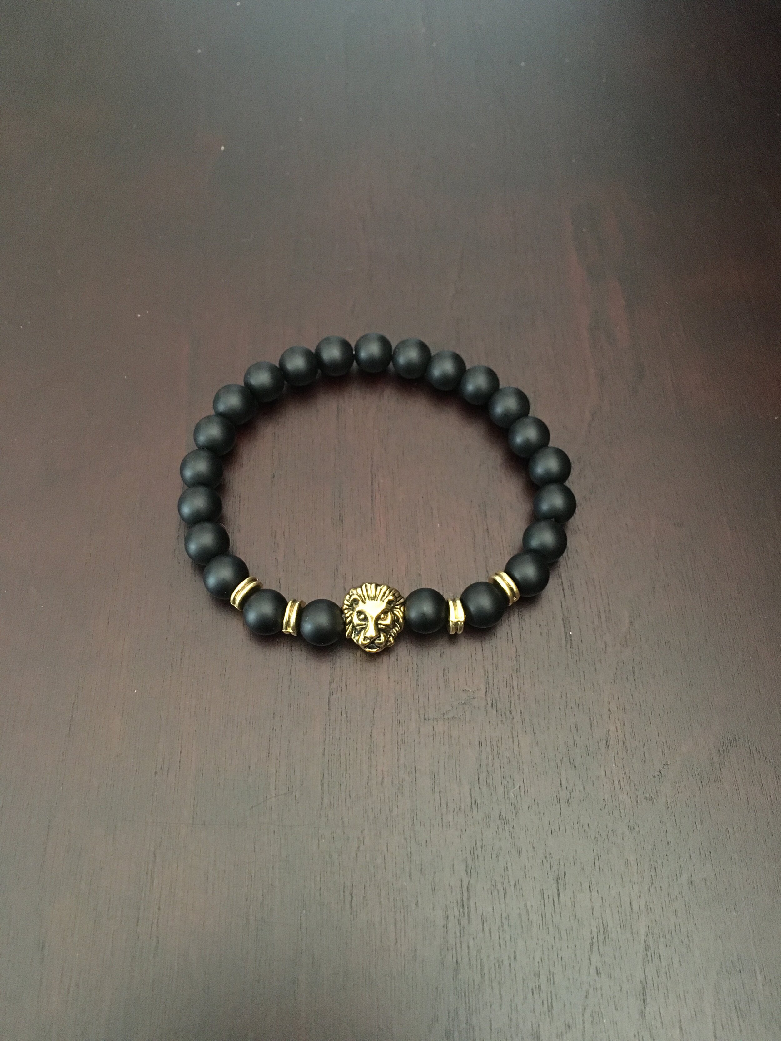 Gold Tiger / Black Beads Bracelet
