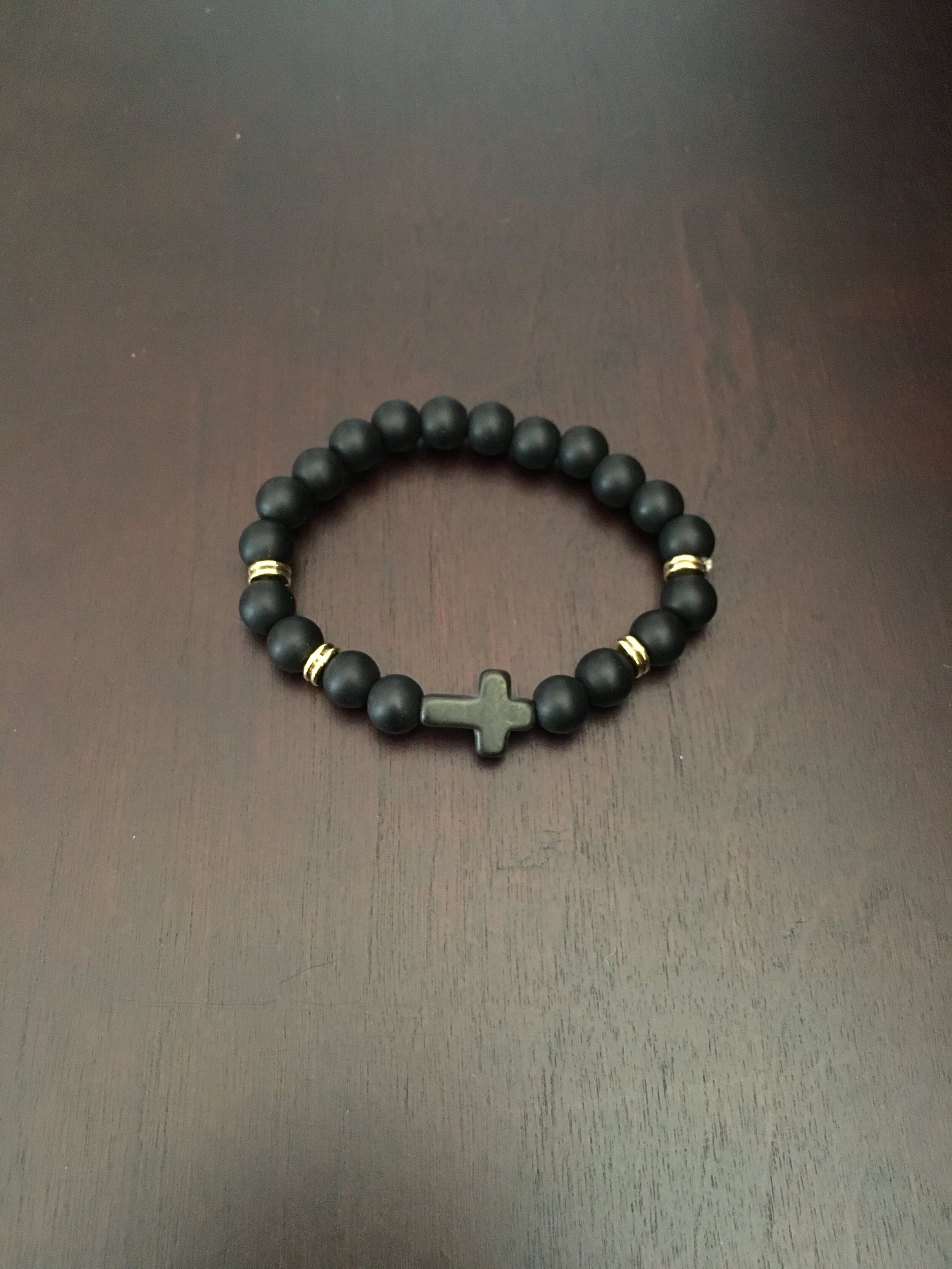 Black Cross / Silver Links Bracelet