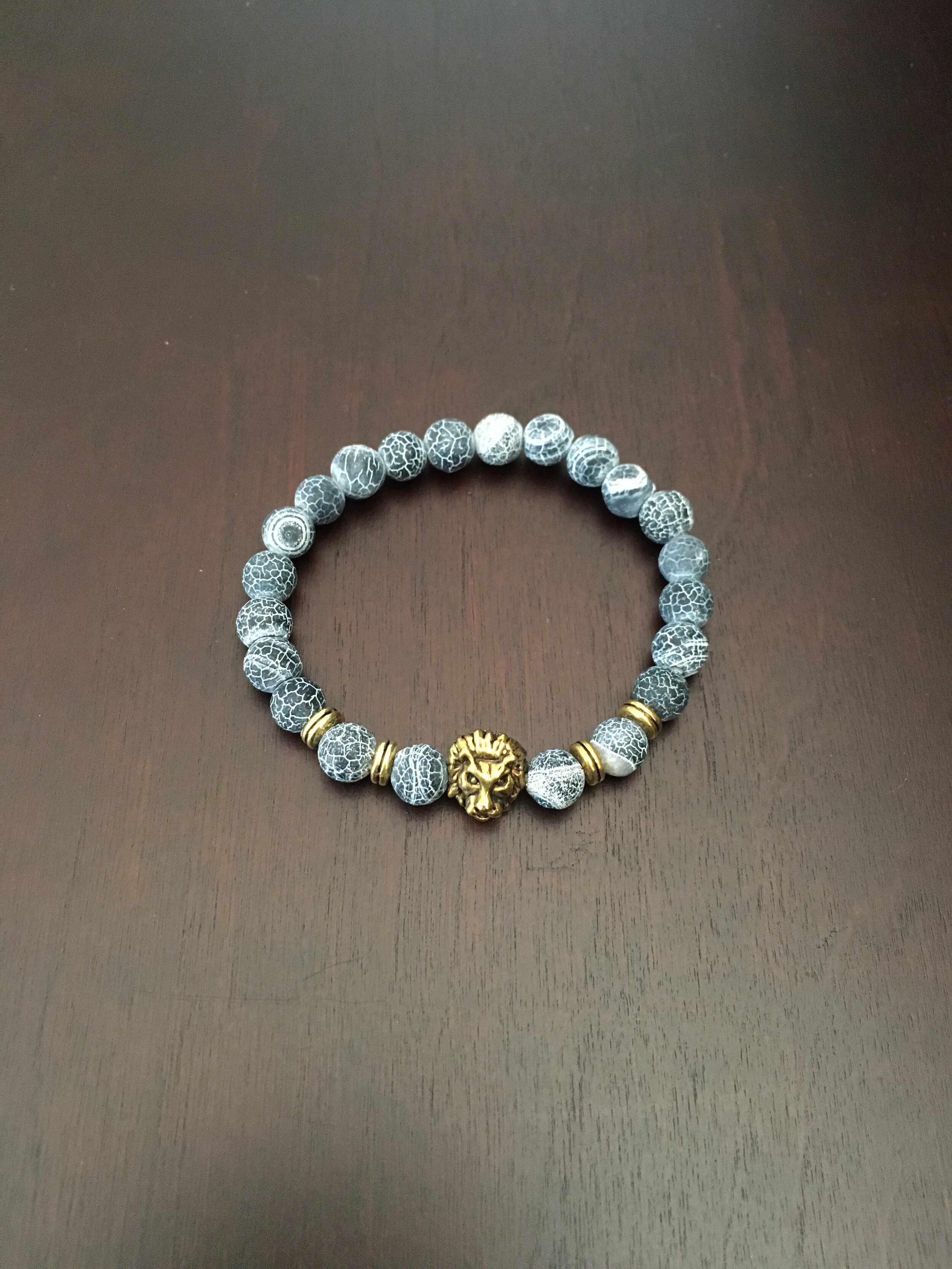 Gold Tiger / Blue Beads Bracelet