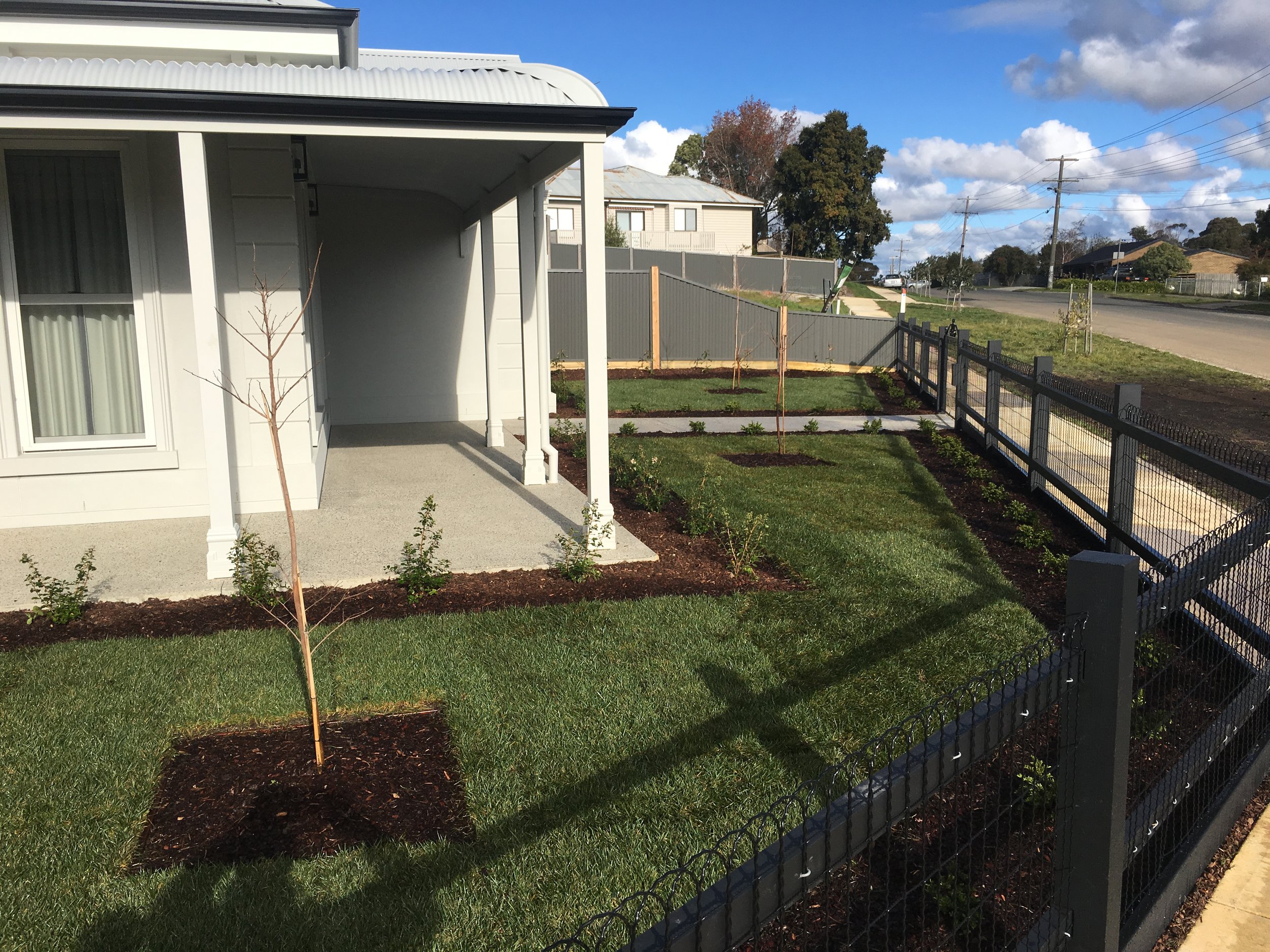 Instant turf, garden beds and feature trees