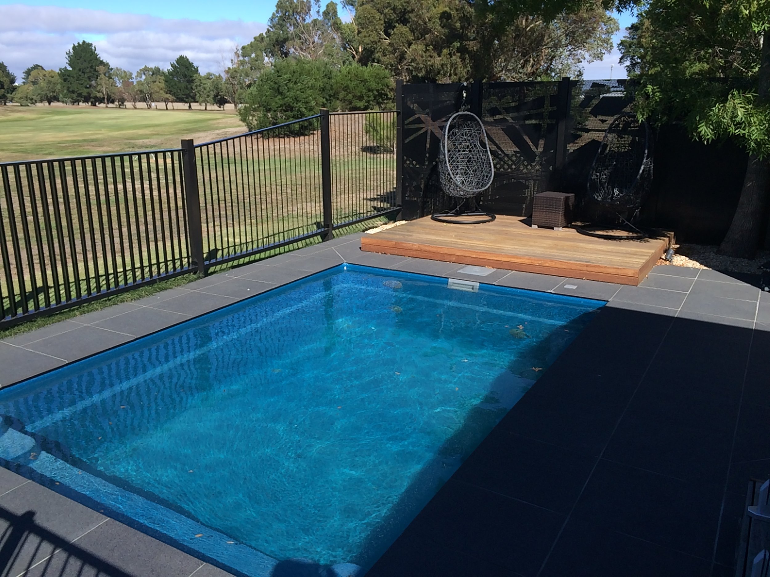 Deck, paving and feature screen