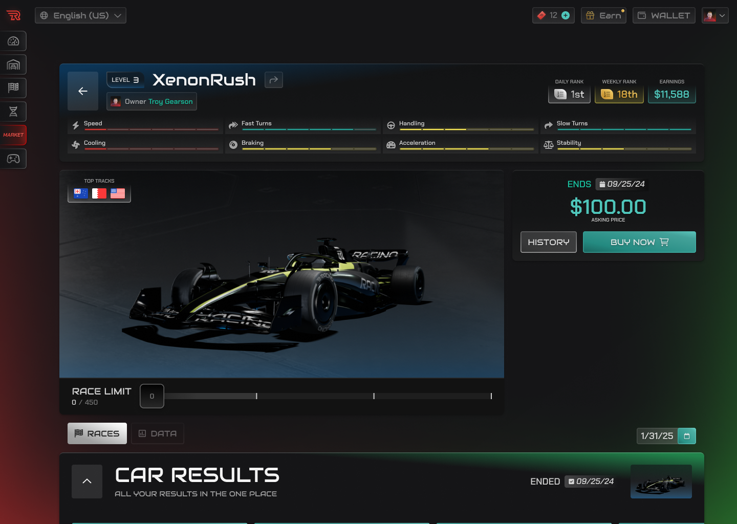Full car detail, description and results to make better more informed decisions.