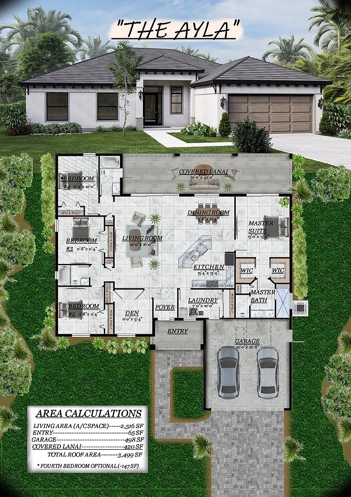  The Ayla is a perfect home for a medium sized family. The open layout and an optional fourth bedroom floor plan makes it a perfect space! 