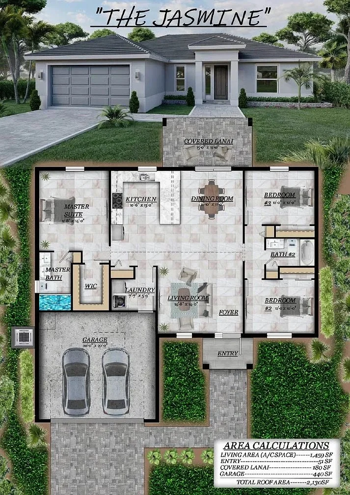  The Jasmine has excellent finishes, an open layout, and a modern kitchen style. Definitely making it one of SWFL's top choices for smaller families. 