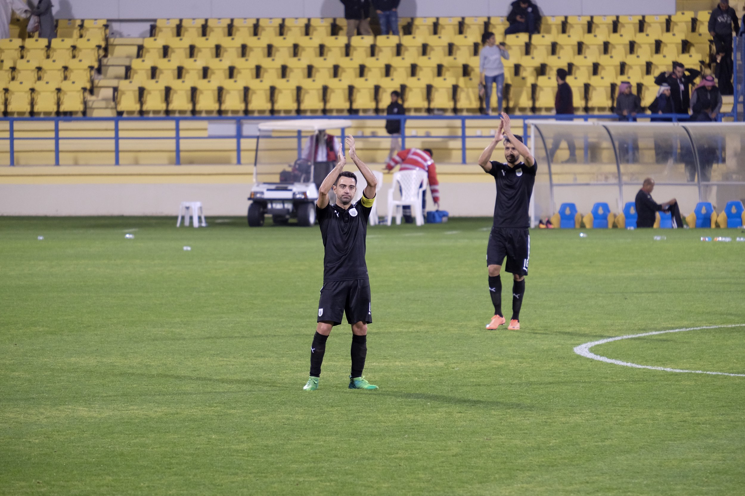 Barcelona and Spain legend Xavi applauds Al Sadd fans after they beat Al Gharafa&nbsp;0-4 in January 2018.&nbsp;