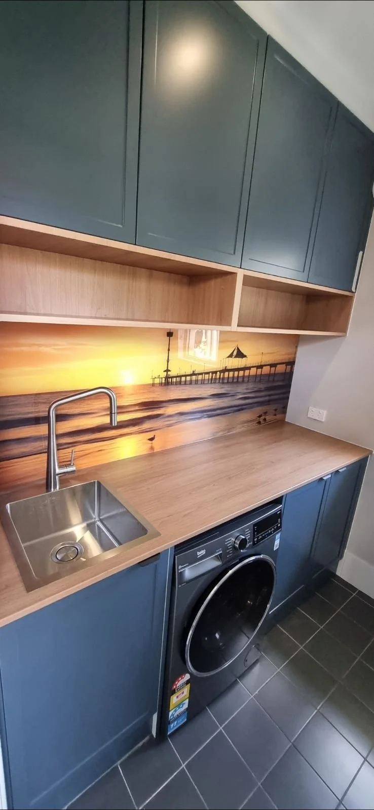 Pier & Beach printed laundry splashback