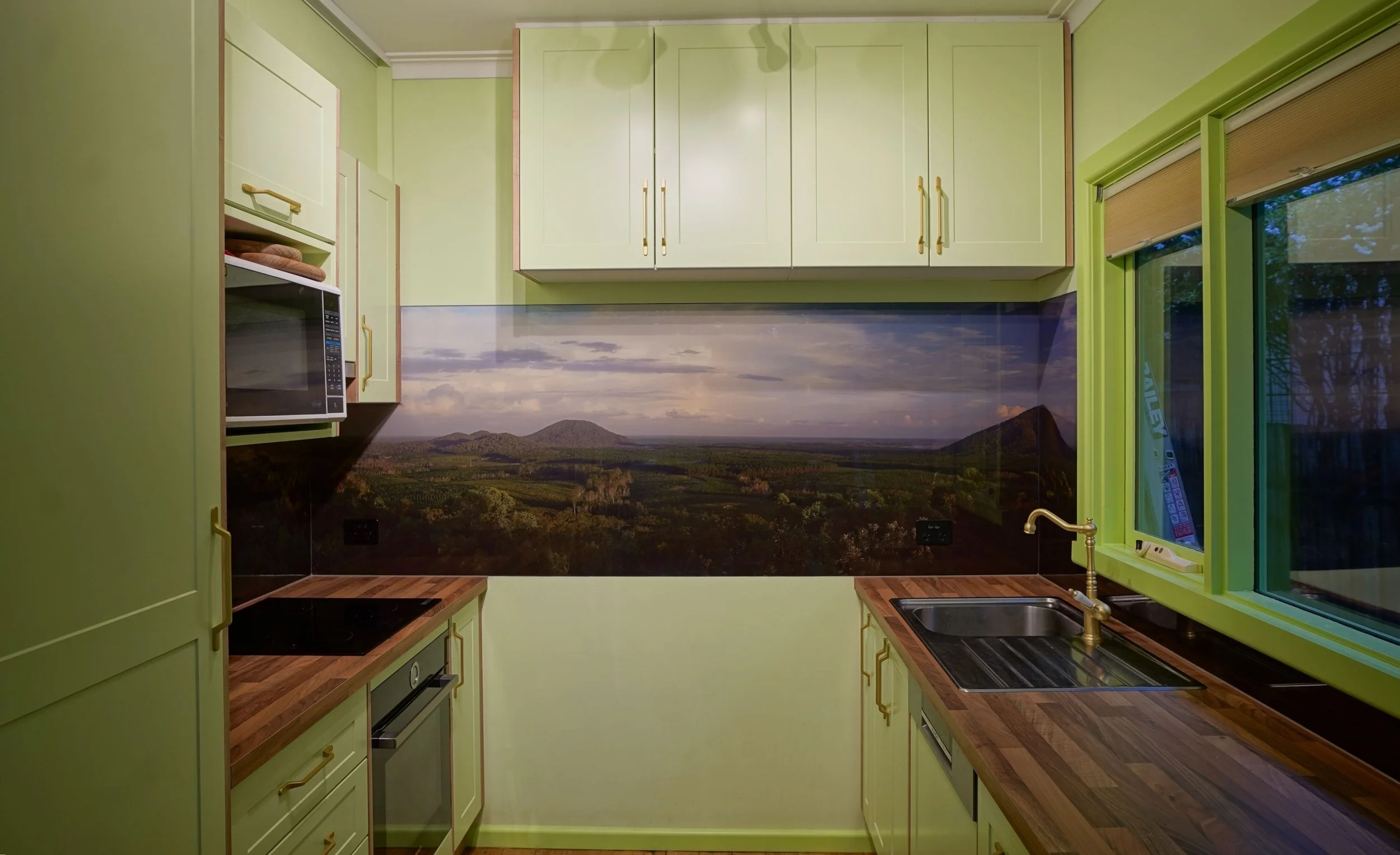 Glasshouse Mountains image printed kitchen acrylic splashbacks