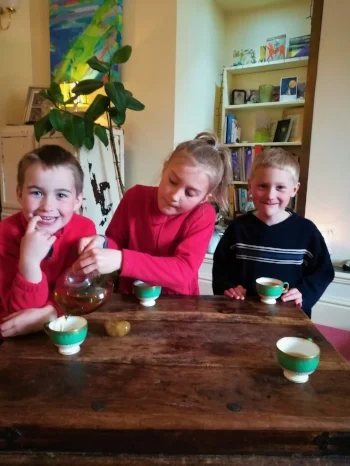 My Children Rebecca, Samuel and Jacob enjoying Mummy's Restorative Tea.