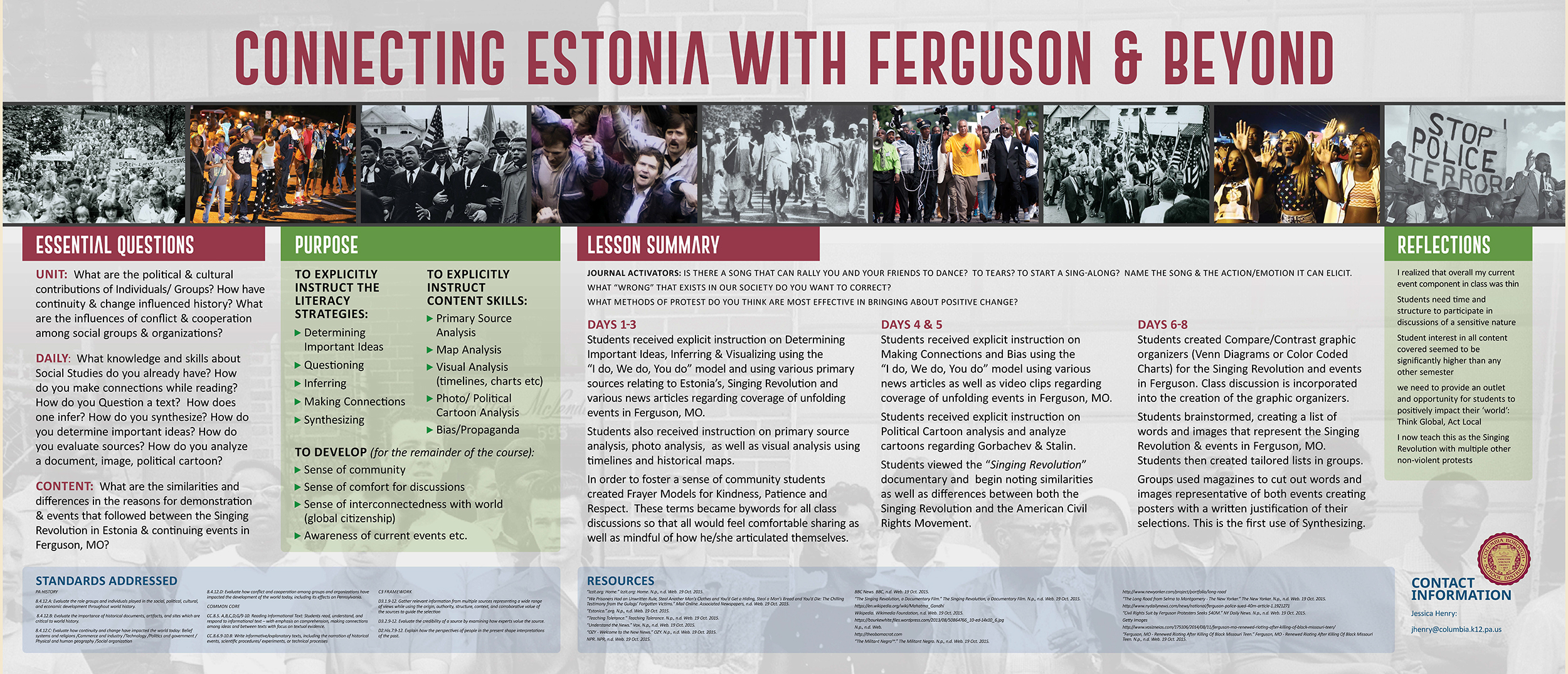  Poster presentation created for National Council of Social Studies conferences.  " Connecting Estonia with Ferguson " explores a lesson plan that draws parallels between Estonia's Singing Revolution and protests against police brutality in Ferguson,