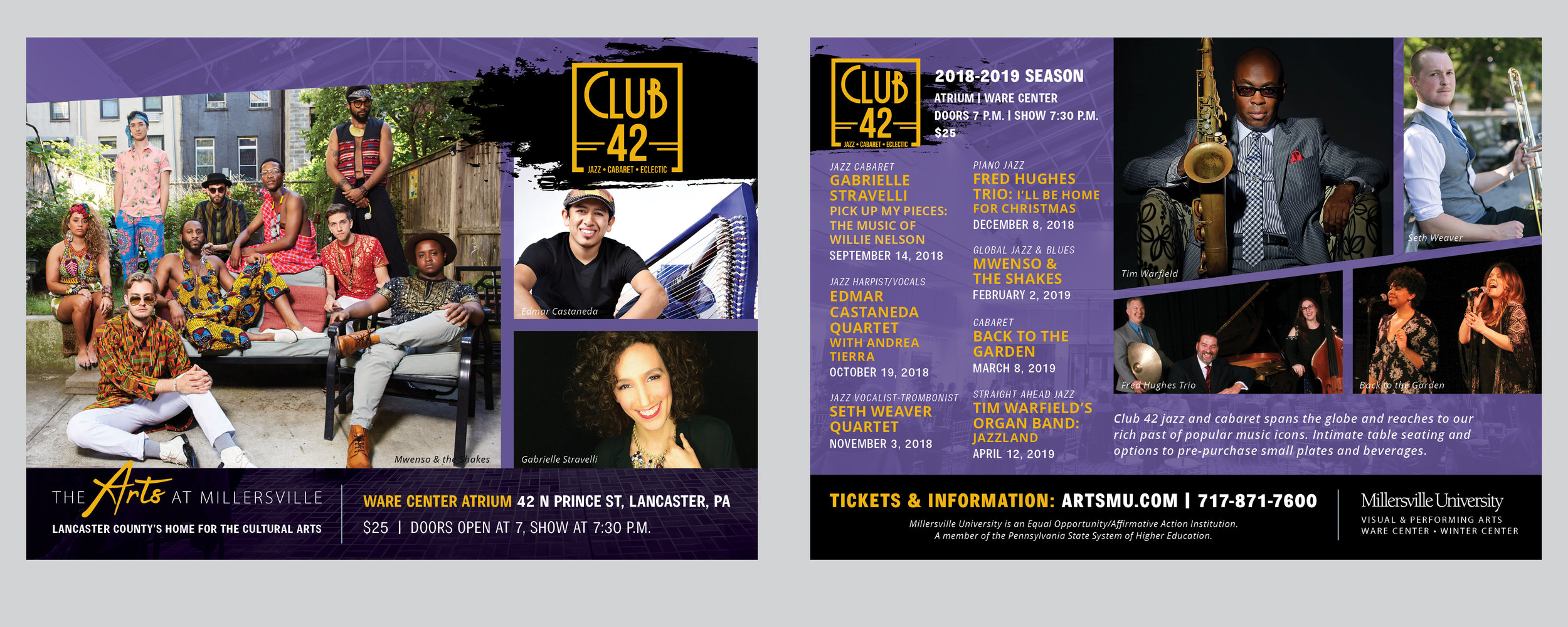  Postcard featuring Club42, jazz concerts in the Ware Center. 