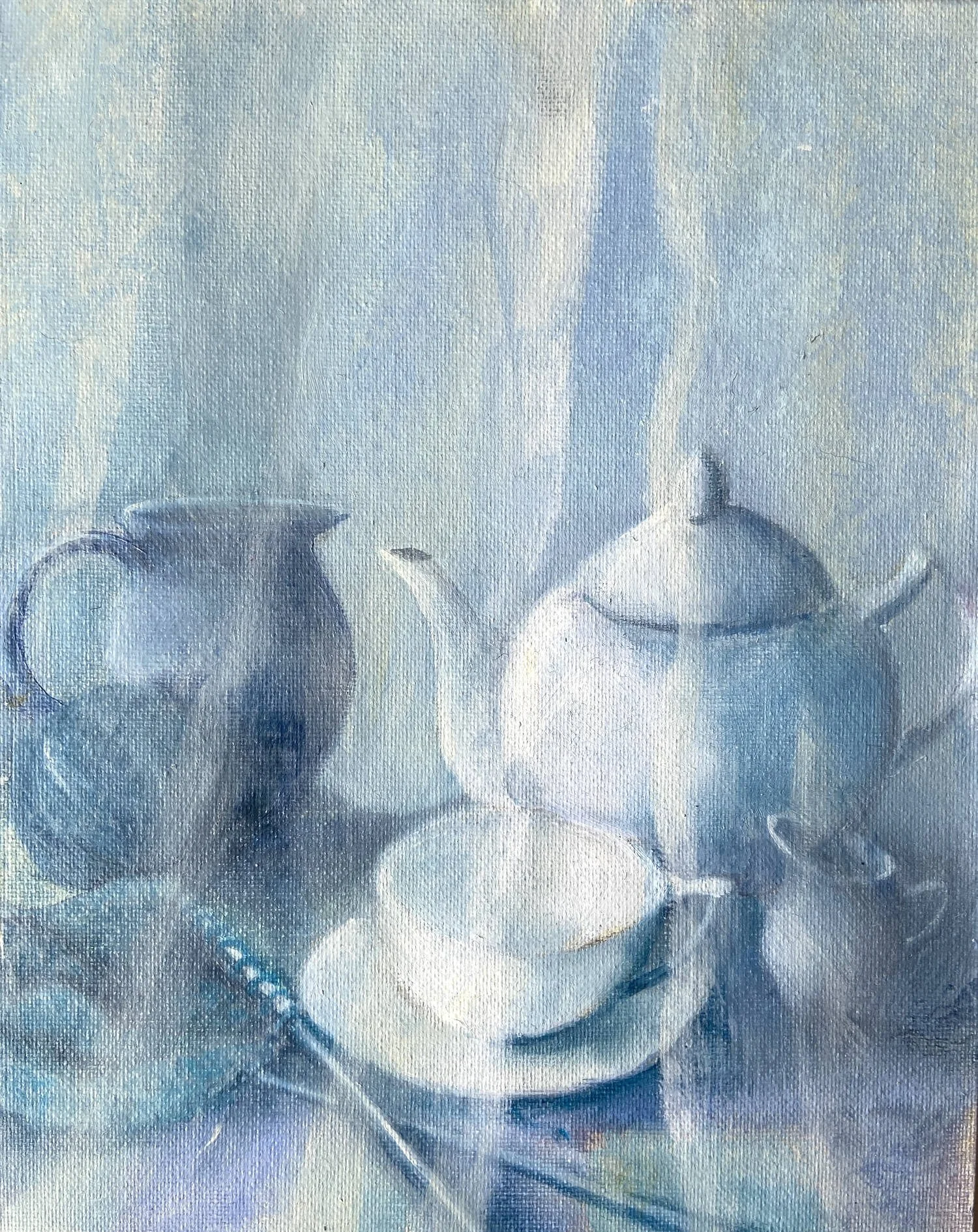   ‘Tea’  Oil on canvas, framed 365x300mm £185. Giclée print, unframed A3  £35. 