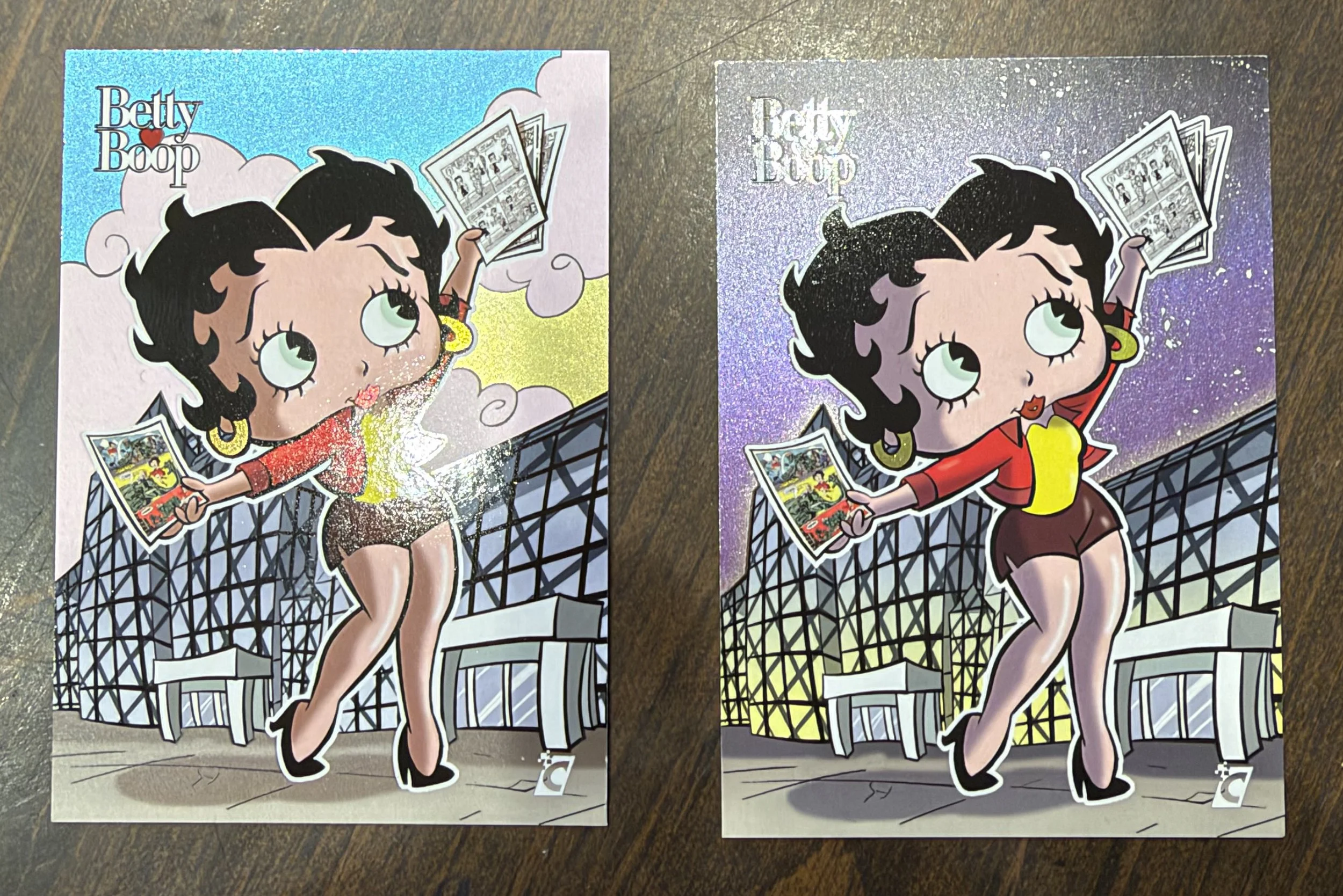 Two exclusive 2026 NYCC Betty Boop trading cards included with the original art