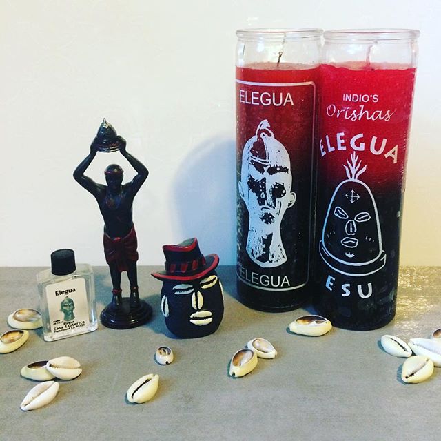 Elegua represents the beginning and end of life, he is known as the trickster with a childlike nature. Elegua is an extremely powerful Orisha in Santeria and without his permission, the doors to communicate with the other Orishas can remain closed. H