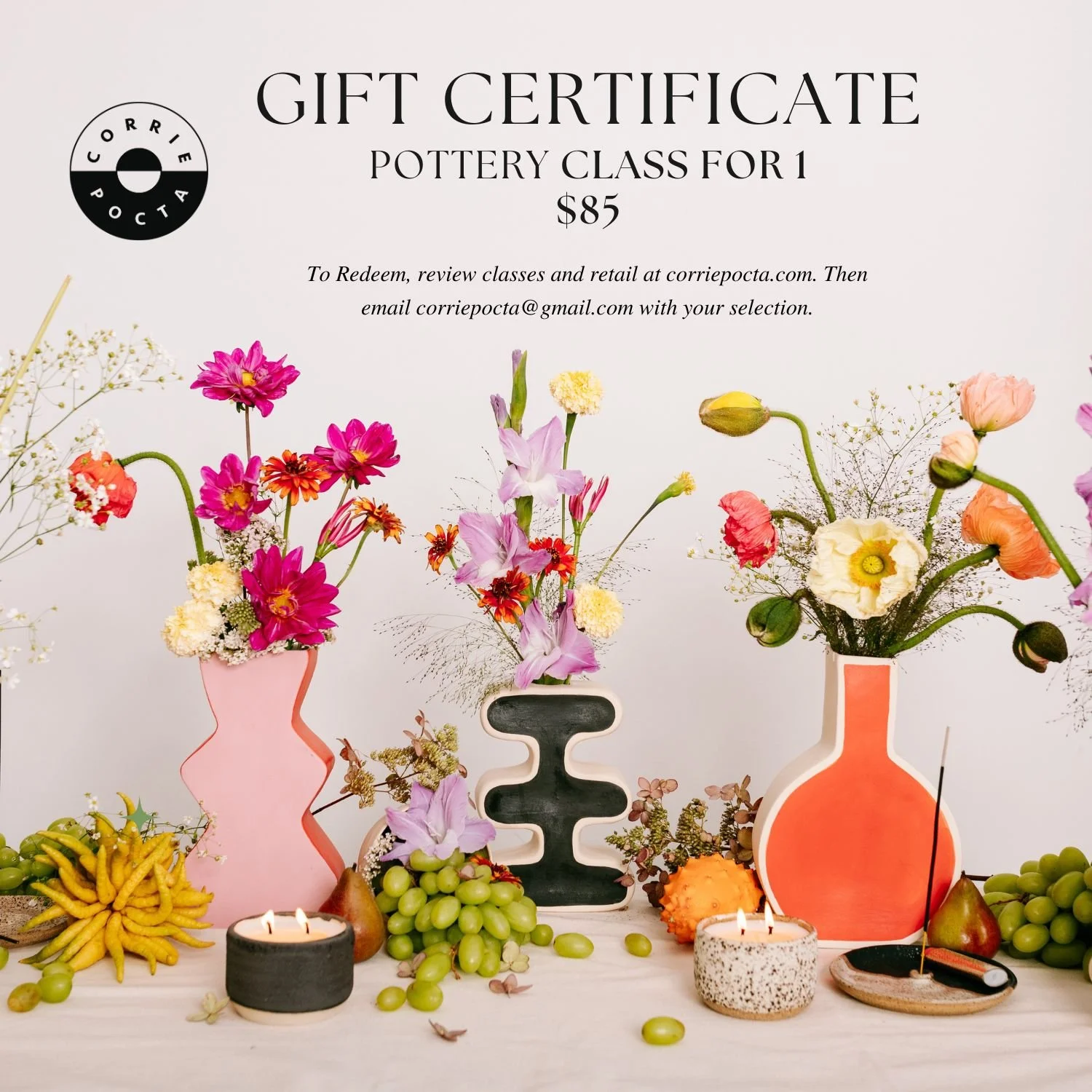 GIFT CARD- Hand-Built Pottery Class For 1
