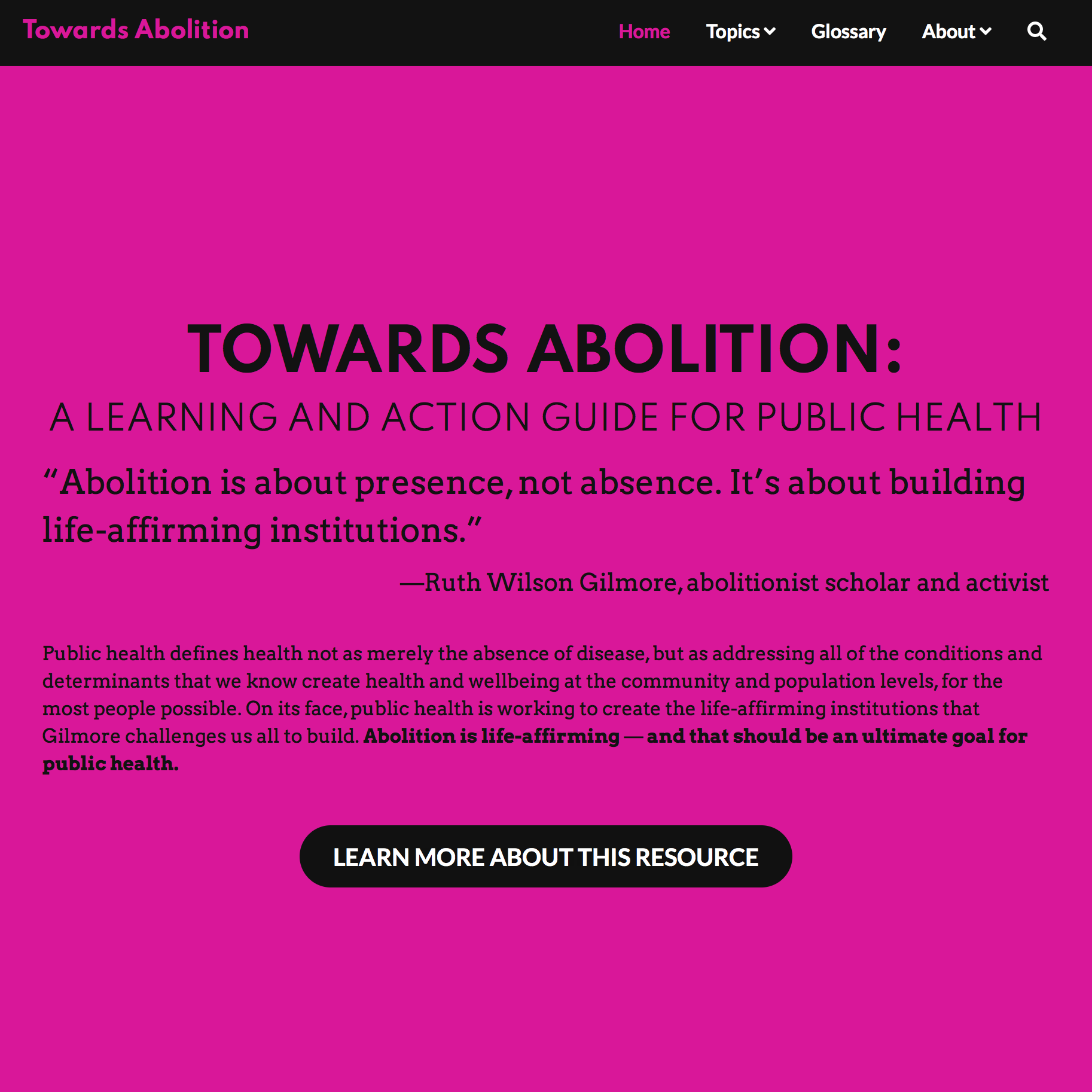 Towards Abolition: A Learning and Action Guide for Public Health
