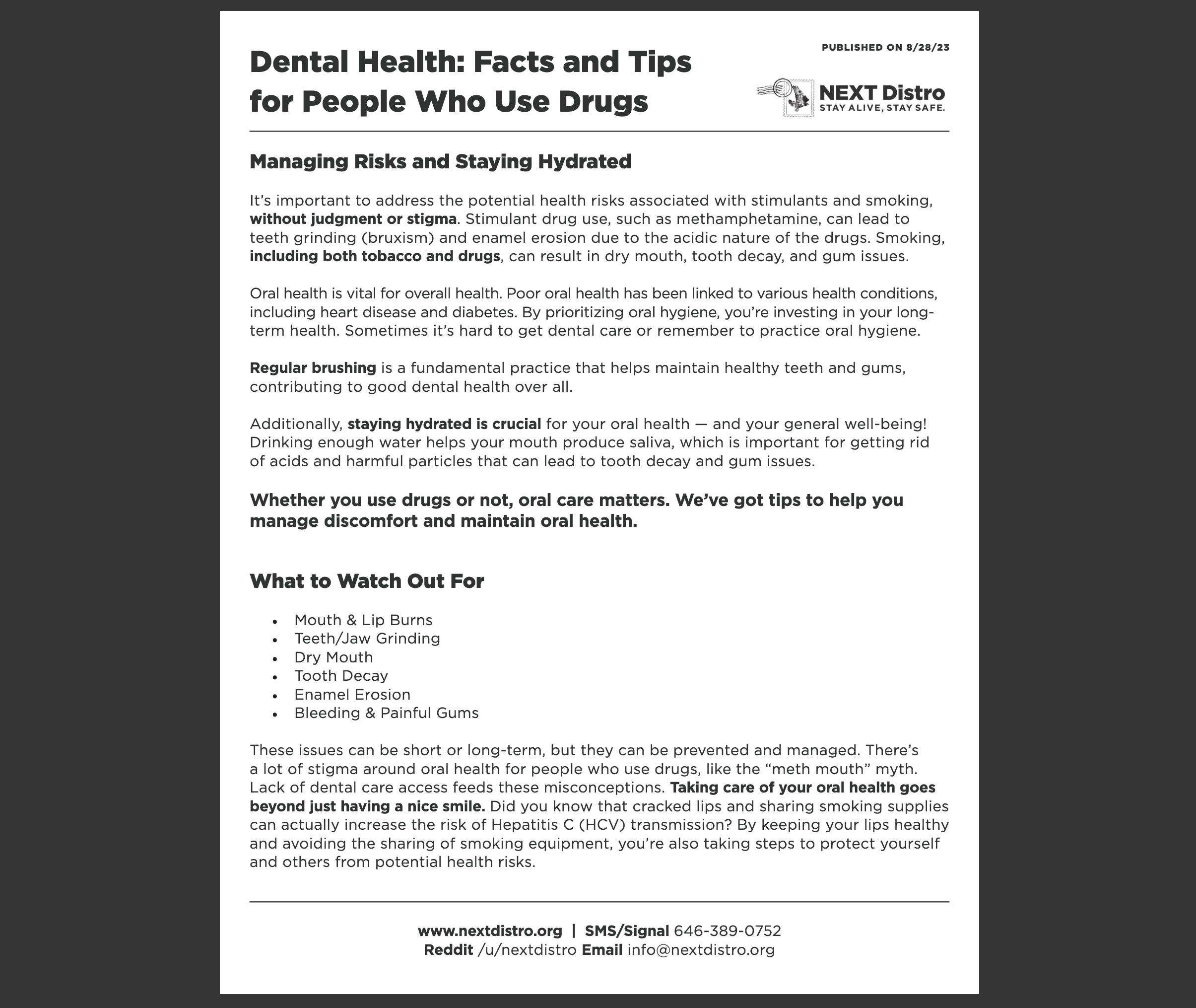 Dental Health: Facts and Tips for People Who Use Drugs