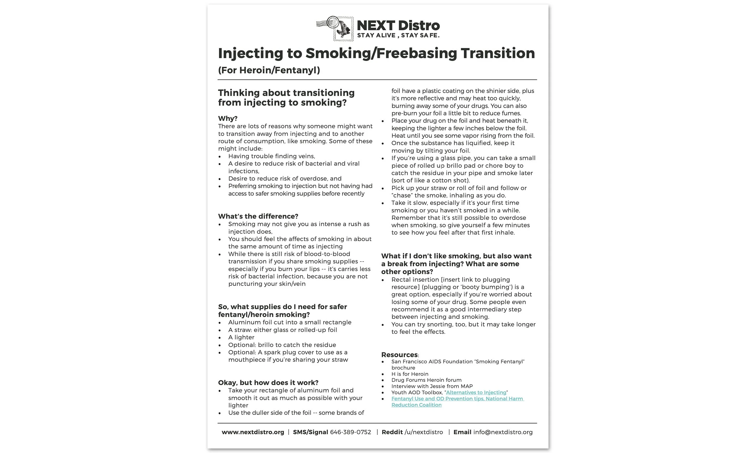 Injecting to Smoking/Freebasing Transition